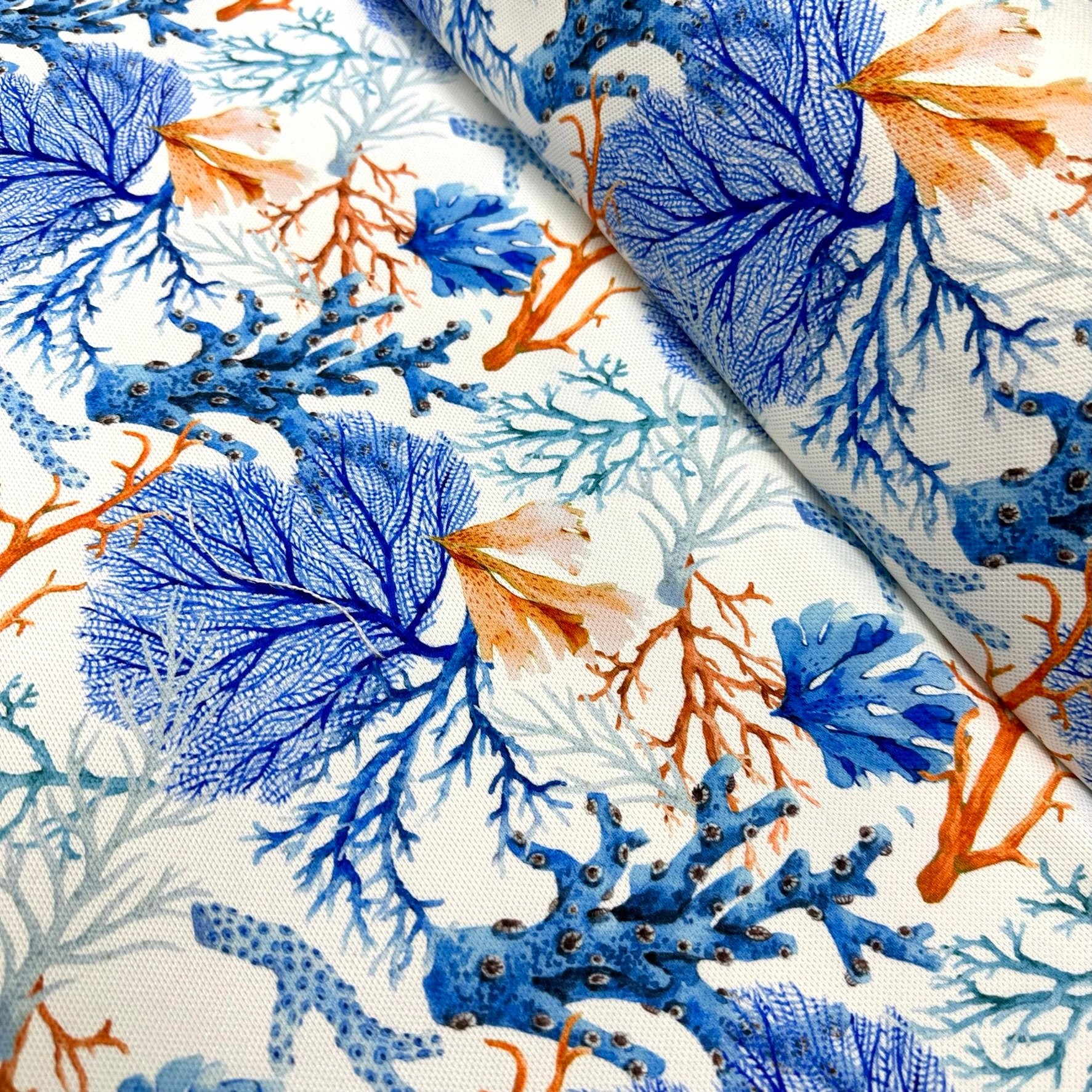 Navy Blue Corals Digital Printing Fabric