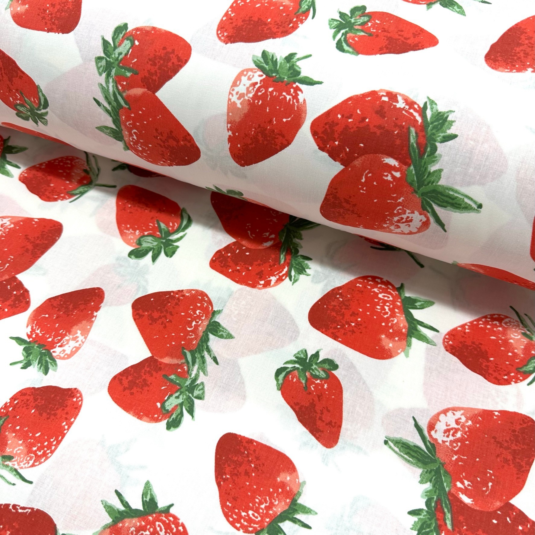 Large Strawberries Poplin Fabric