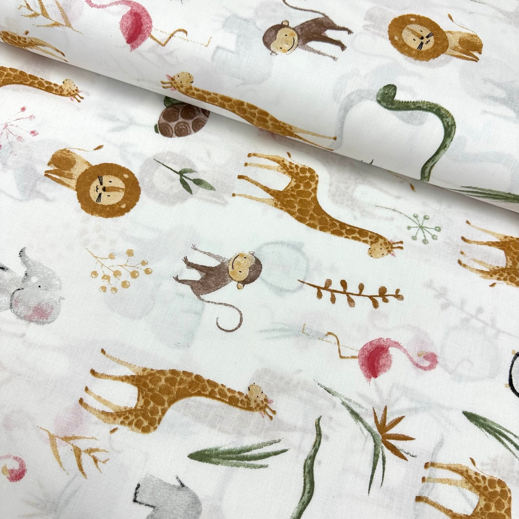 African Animals Poplin Fabric