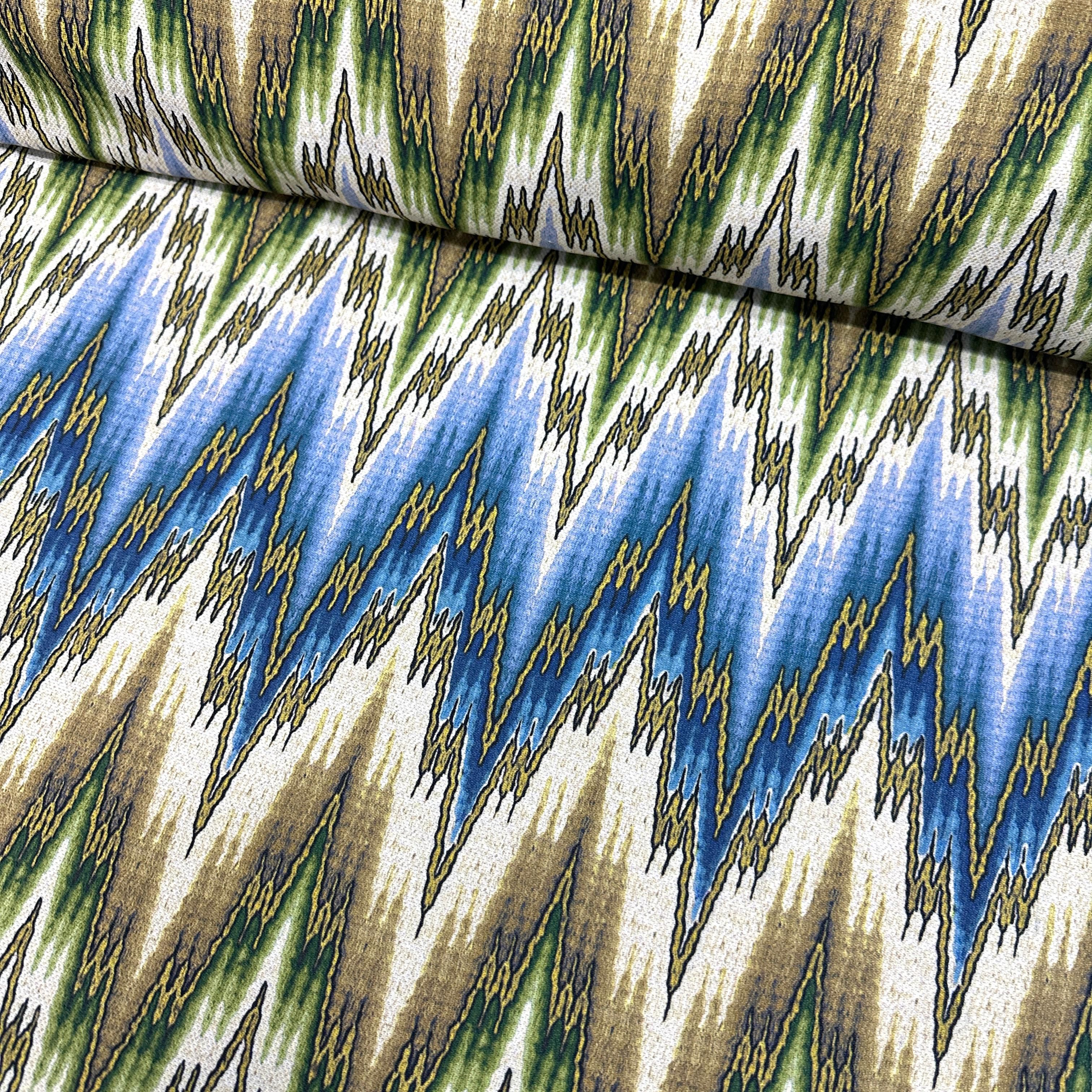 Green and Blue Zigzag Digital Printing Fabric