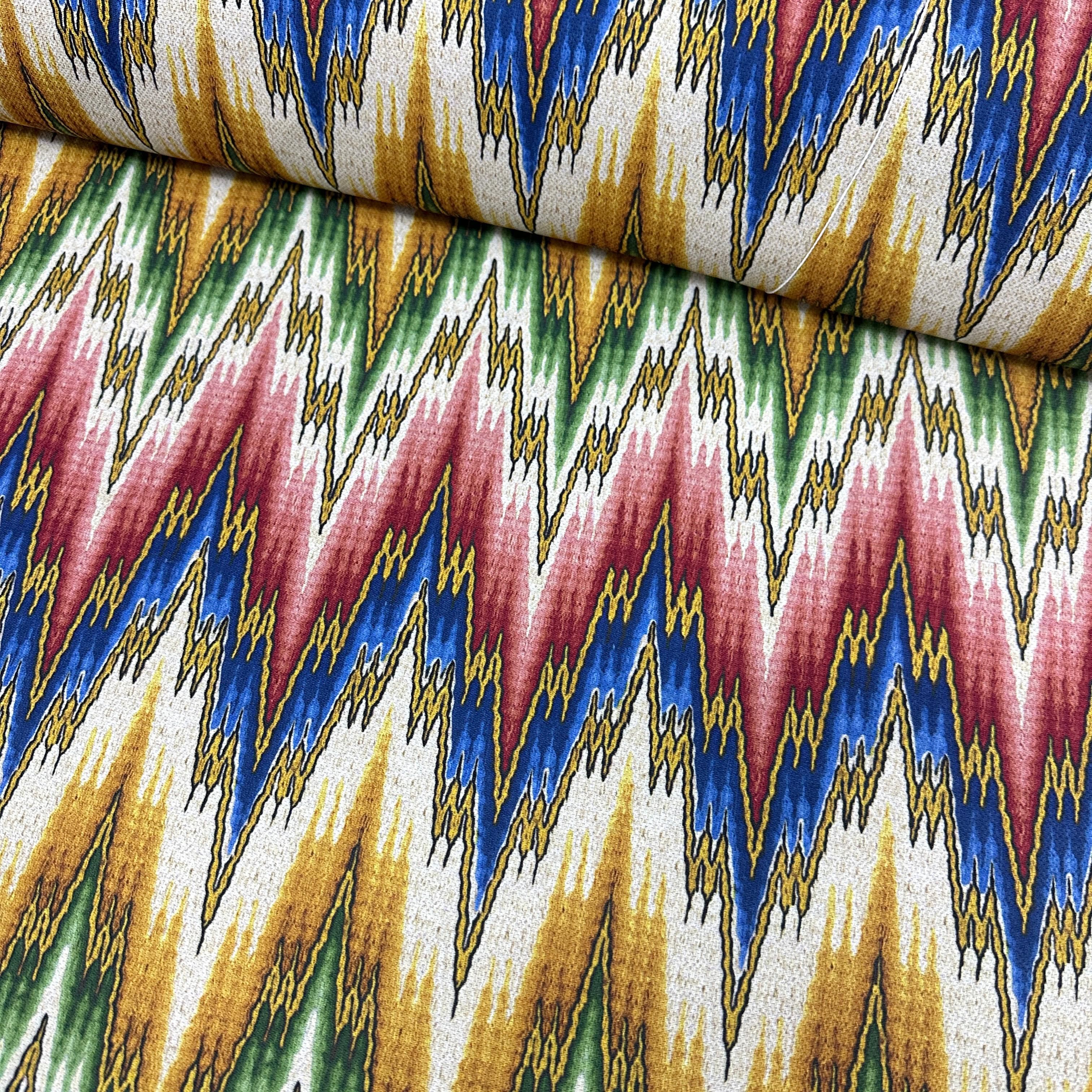 Yellow and Red Zigzag Digital Printing Fabric