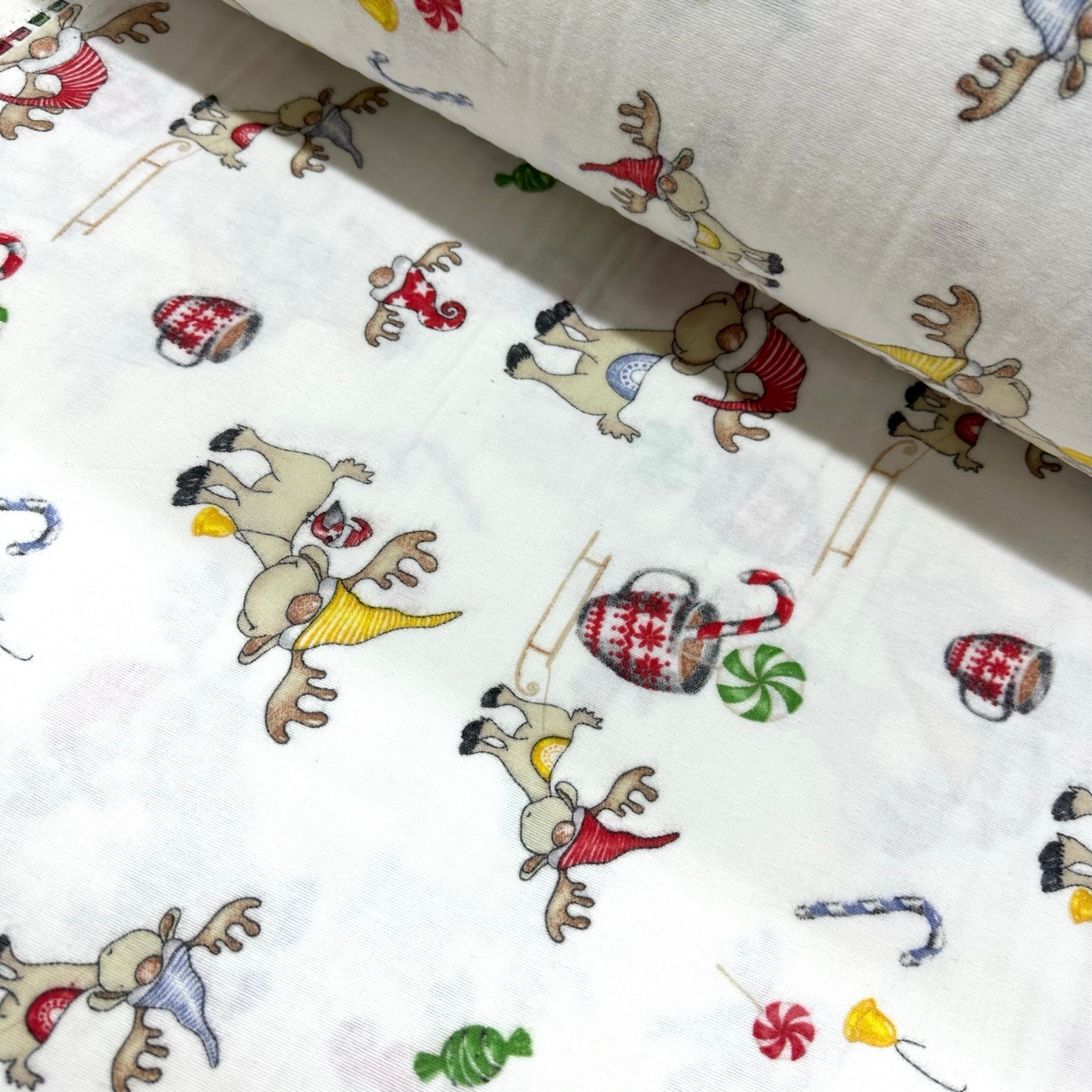 Deers in Hats Flannel Fabric