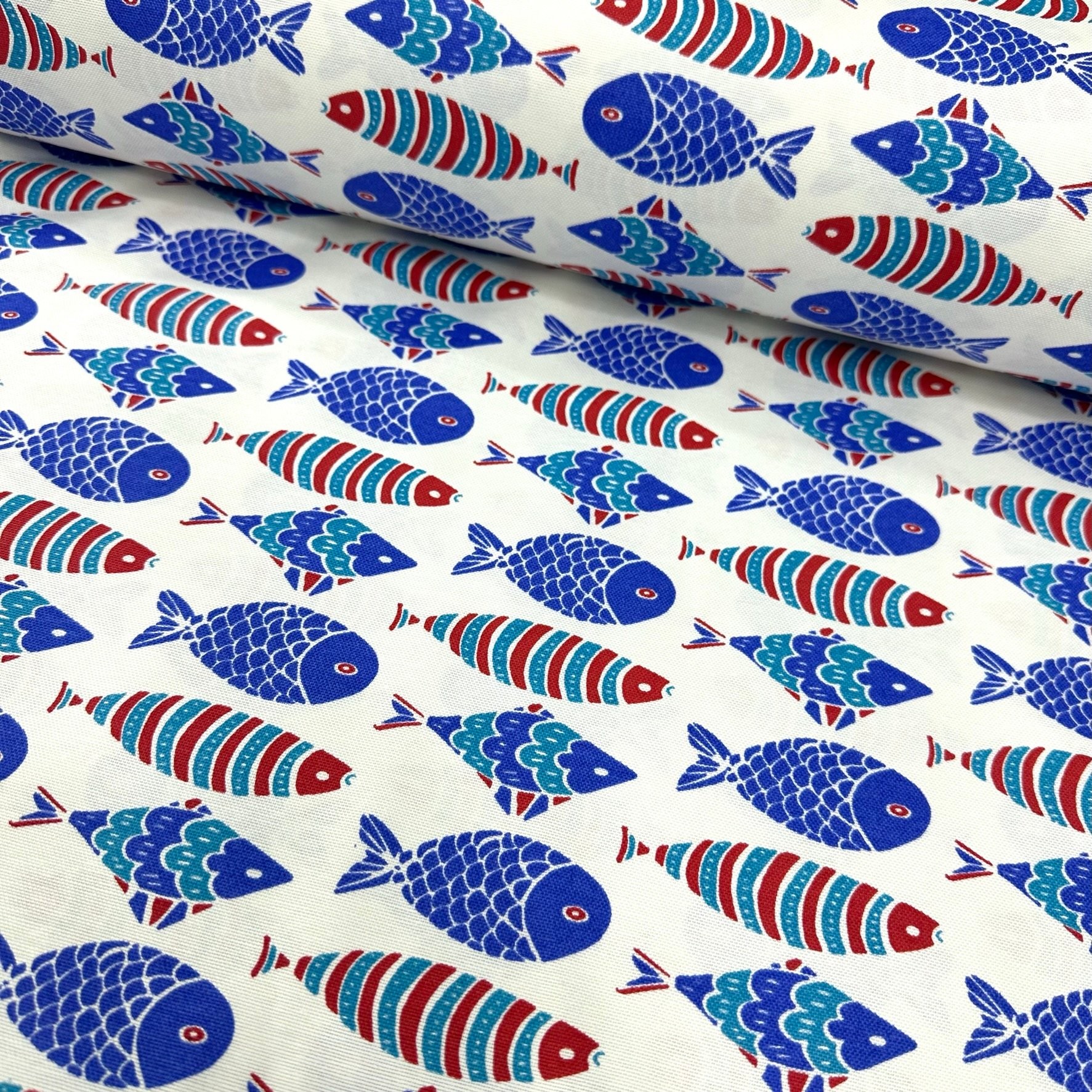 Fish Flock Panama Linen Fabric