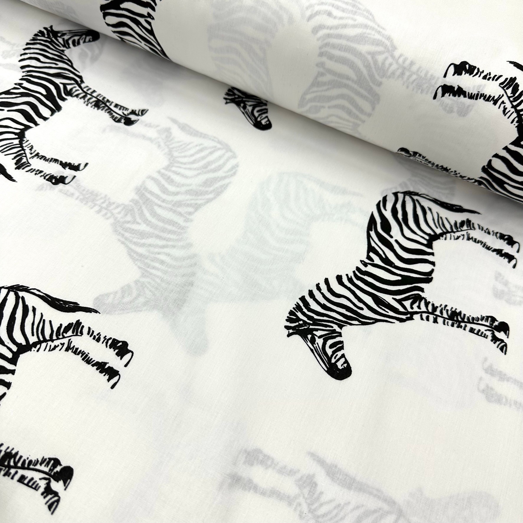 Large Zebras Poplin Fabric