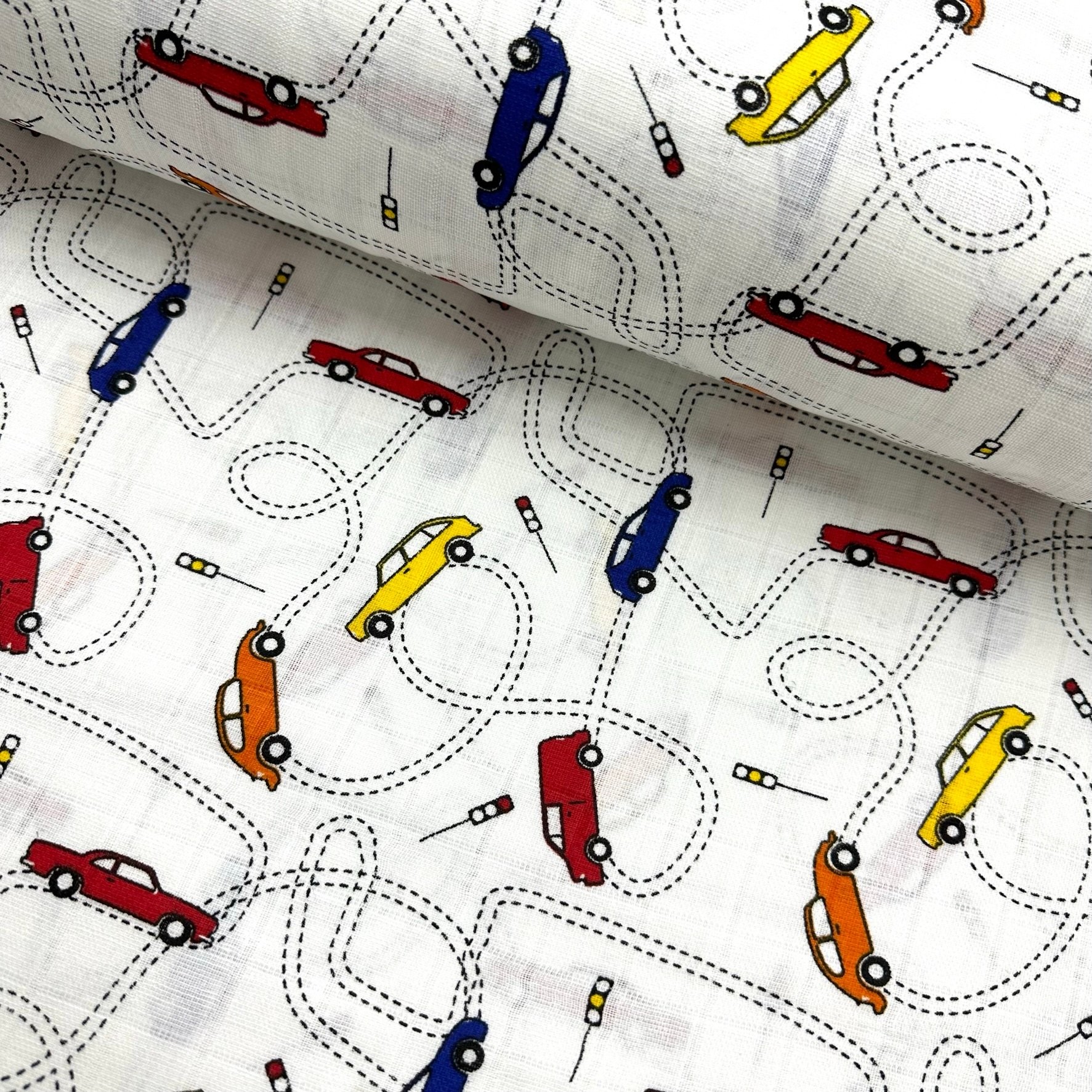 Cars in The Traffic Muslin Cloth Fabric