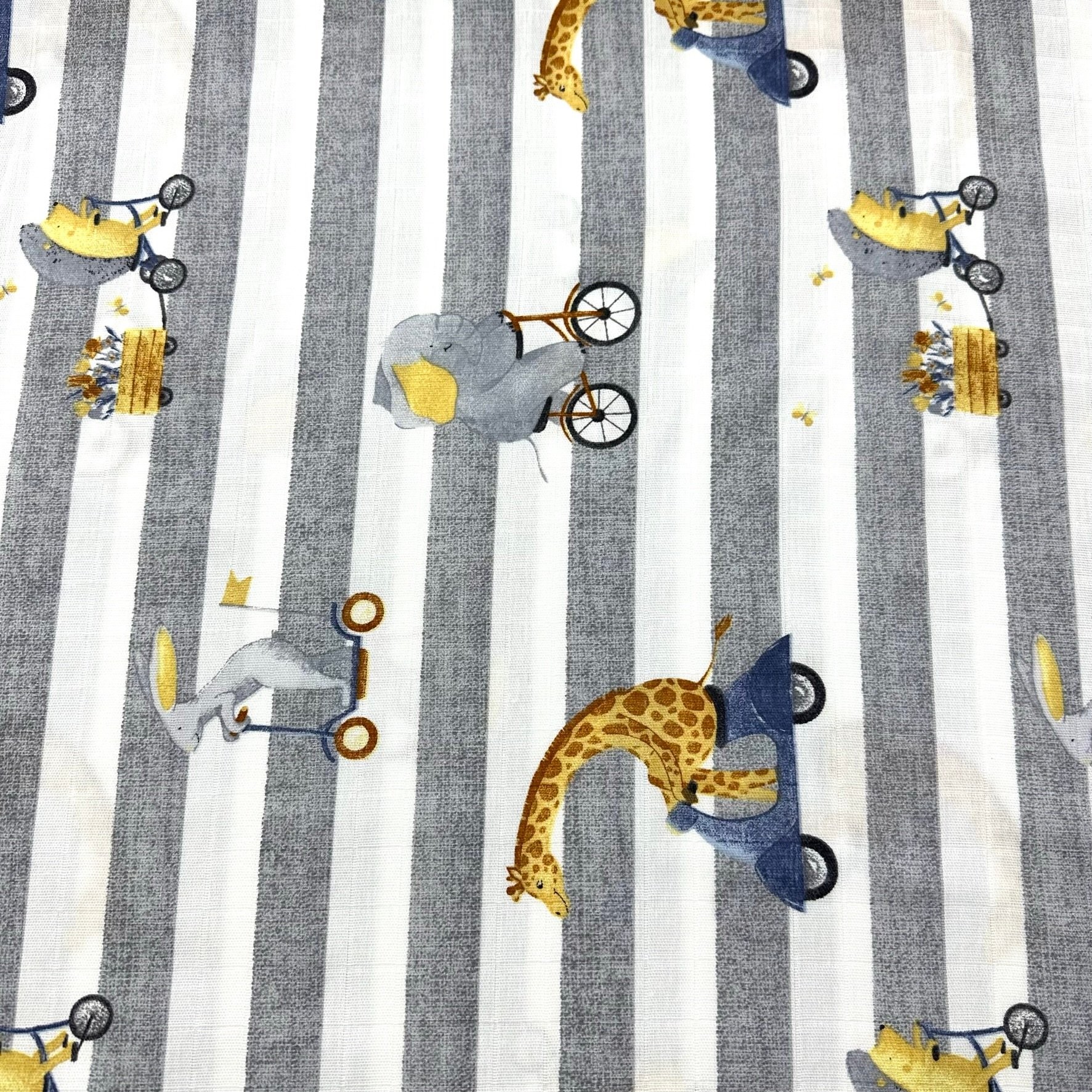 Striped Animals Muslin Cloth Fabric