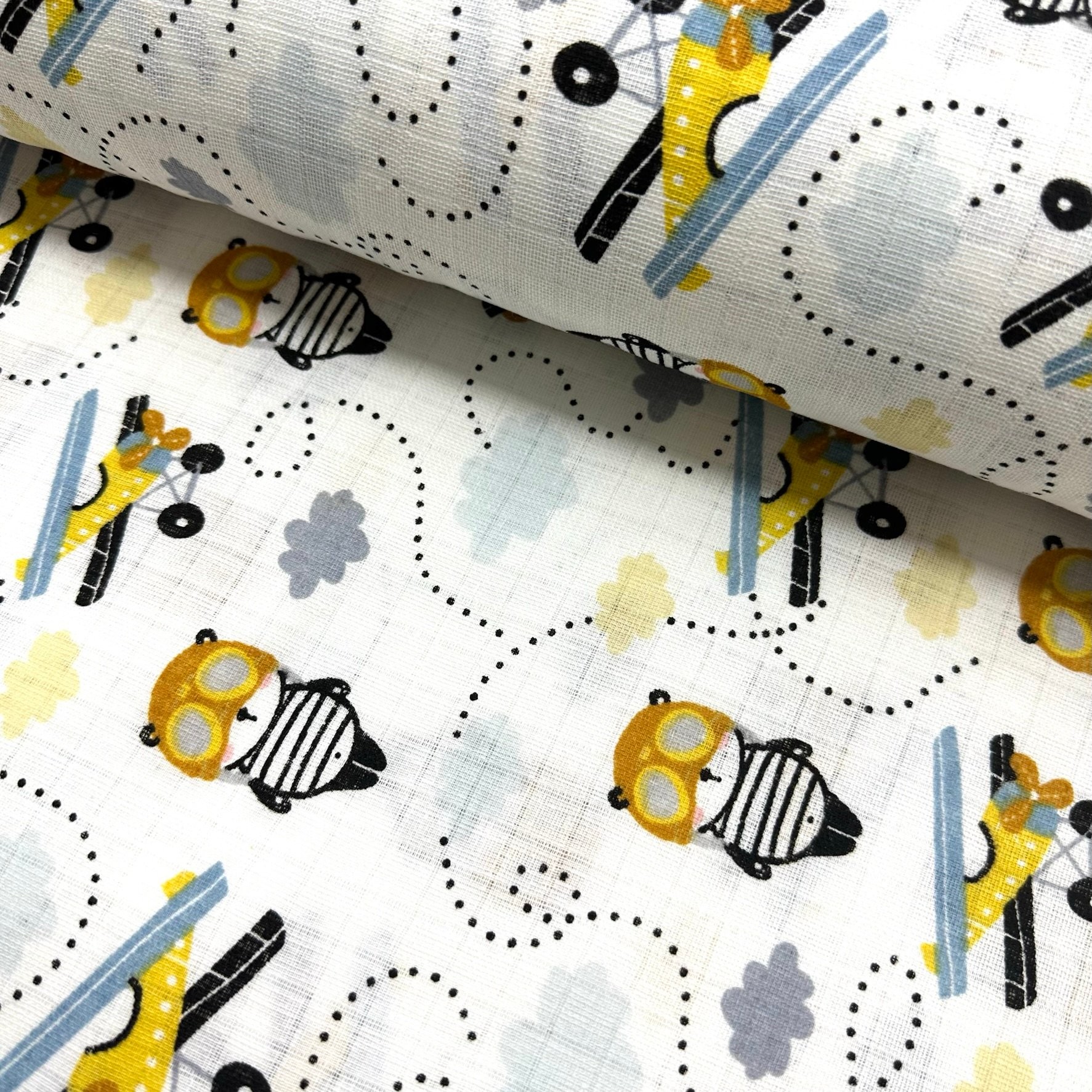 Pilot Panda Muslin Cloth Fabric