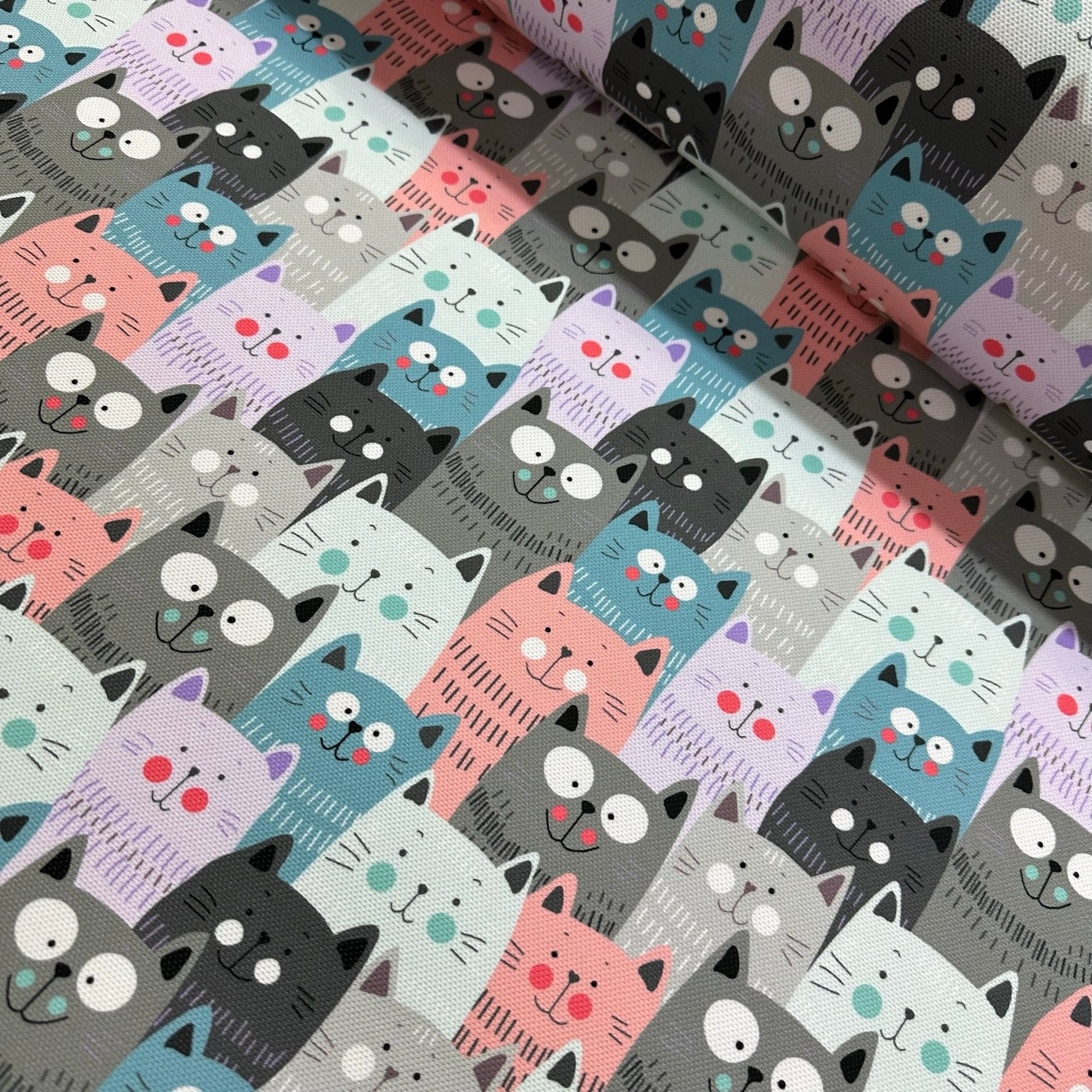 Puzzled Cats Digital Printing Fabric