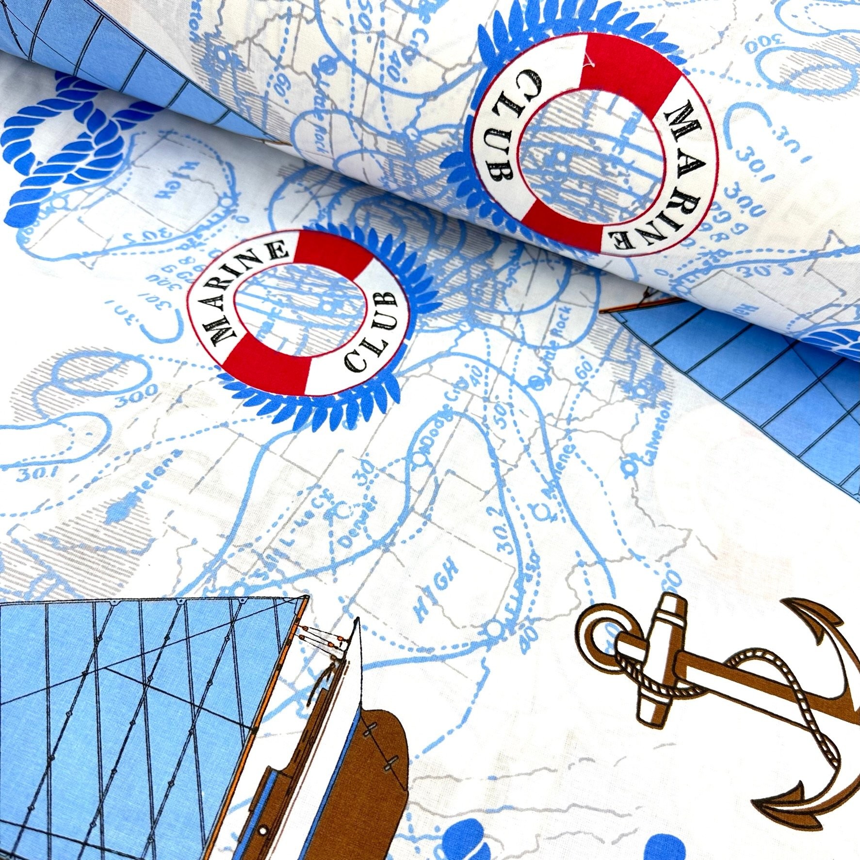 Ship Route Poplin Fabric