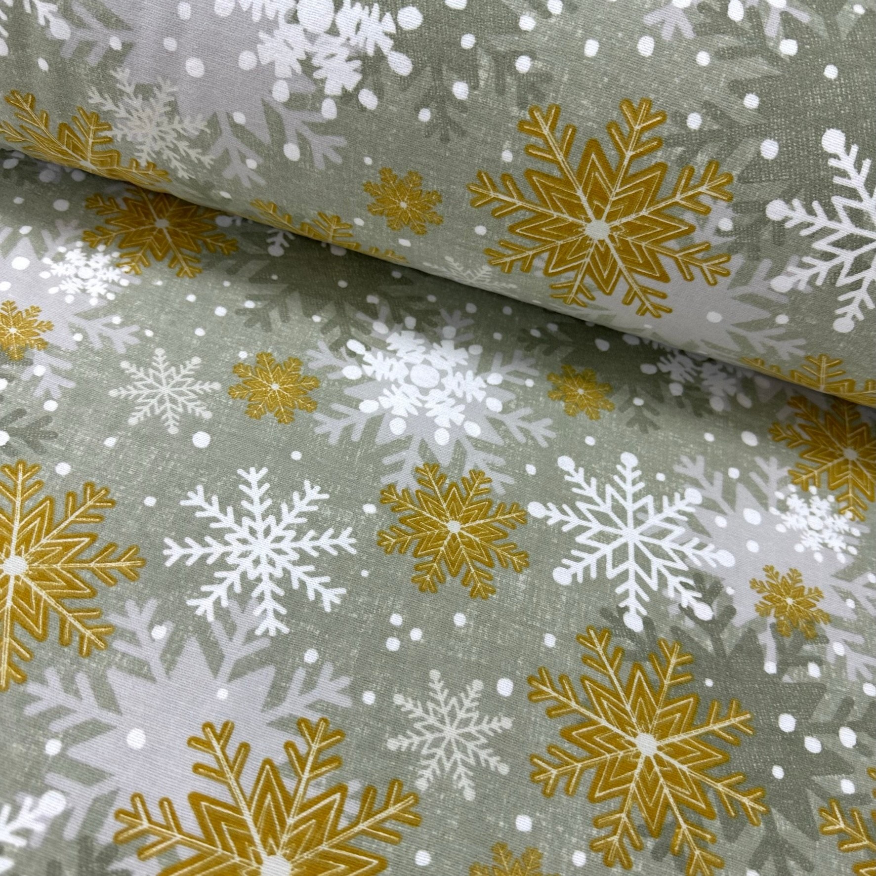 Snowflakes and Little Stars Flannel Fabric