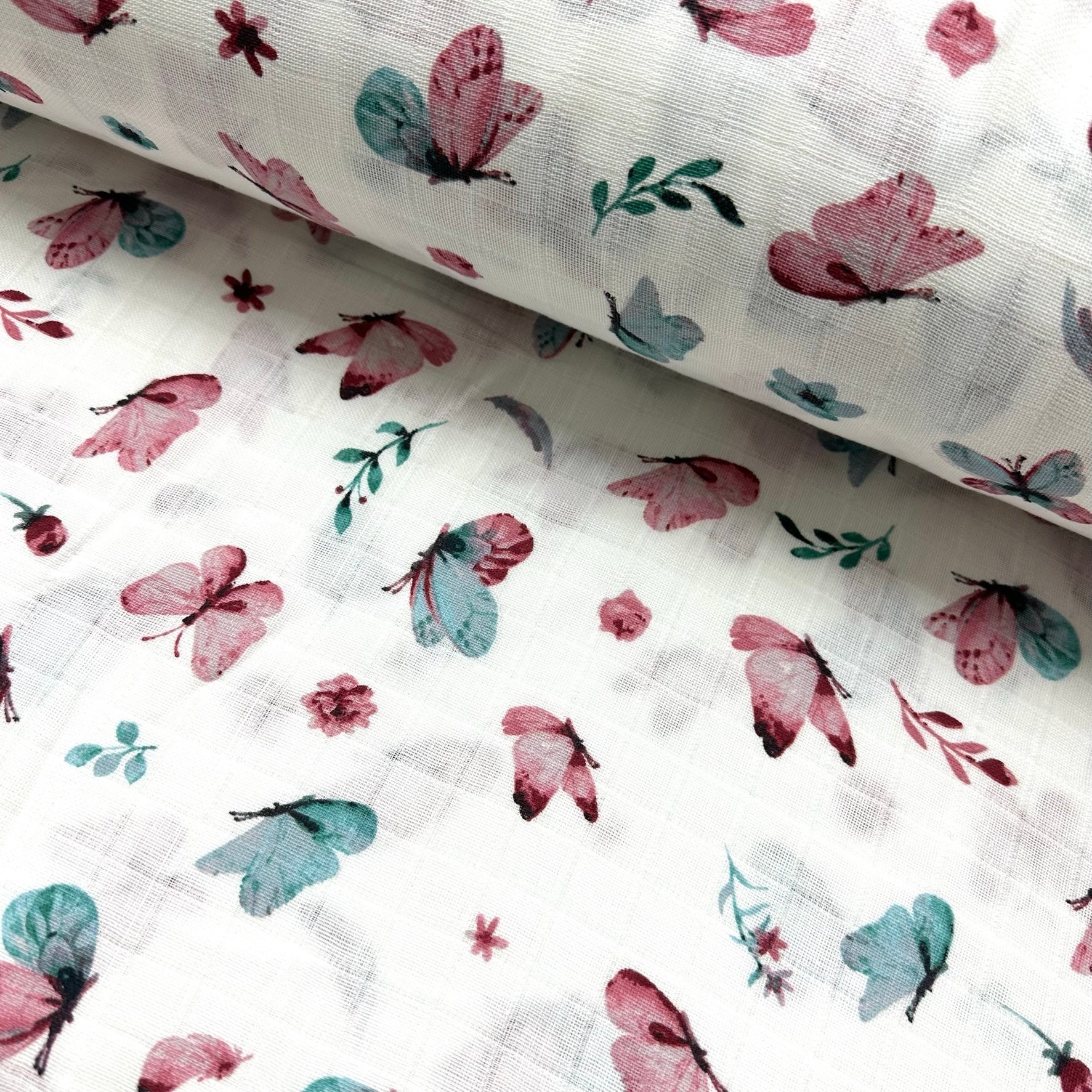 Large Pastel Flowers Muslin Cloth Fabric