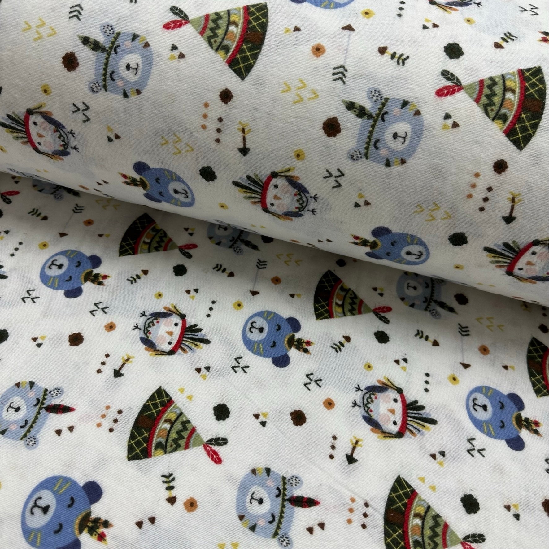 Tents And Animals Flannel Fabric