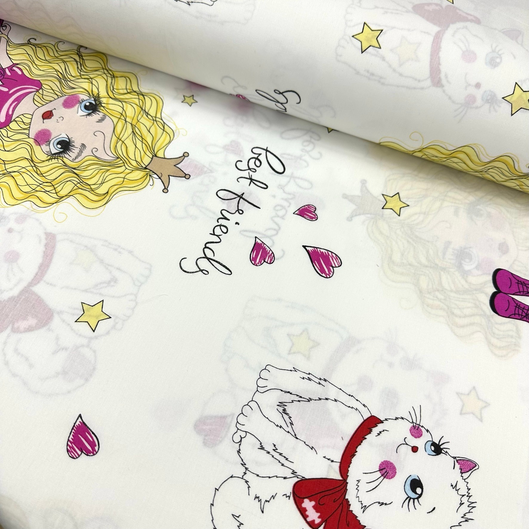 Princess Cat Poplin Fabric