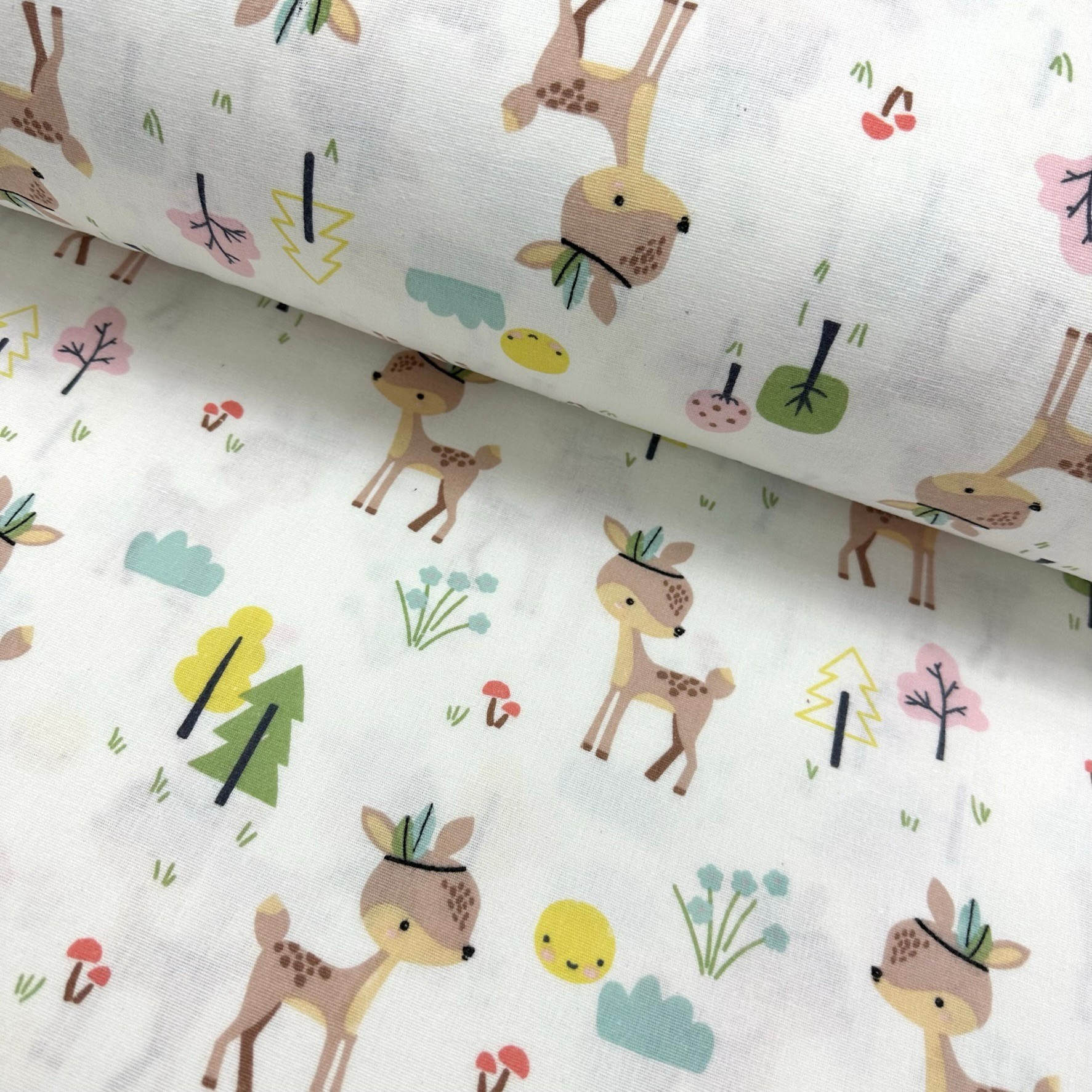 Happy Deer Flannel Fabric