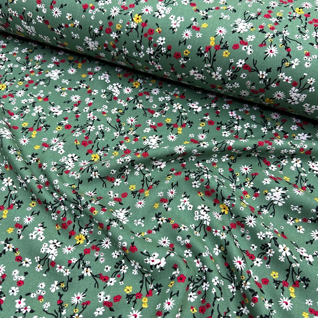 Mountain Flowers Viscose Fabric