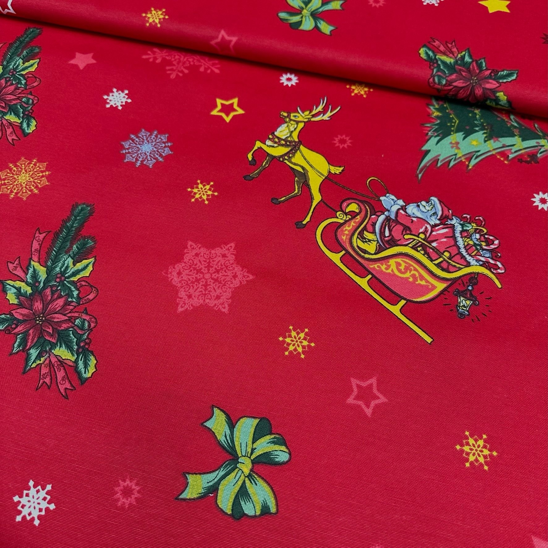 Santa Claus Panama Linen Fabric