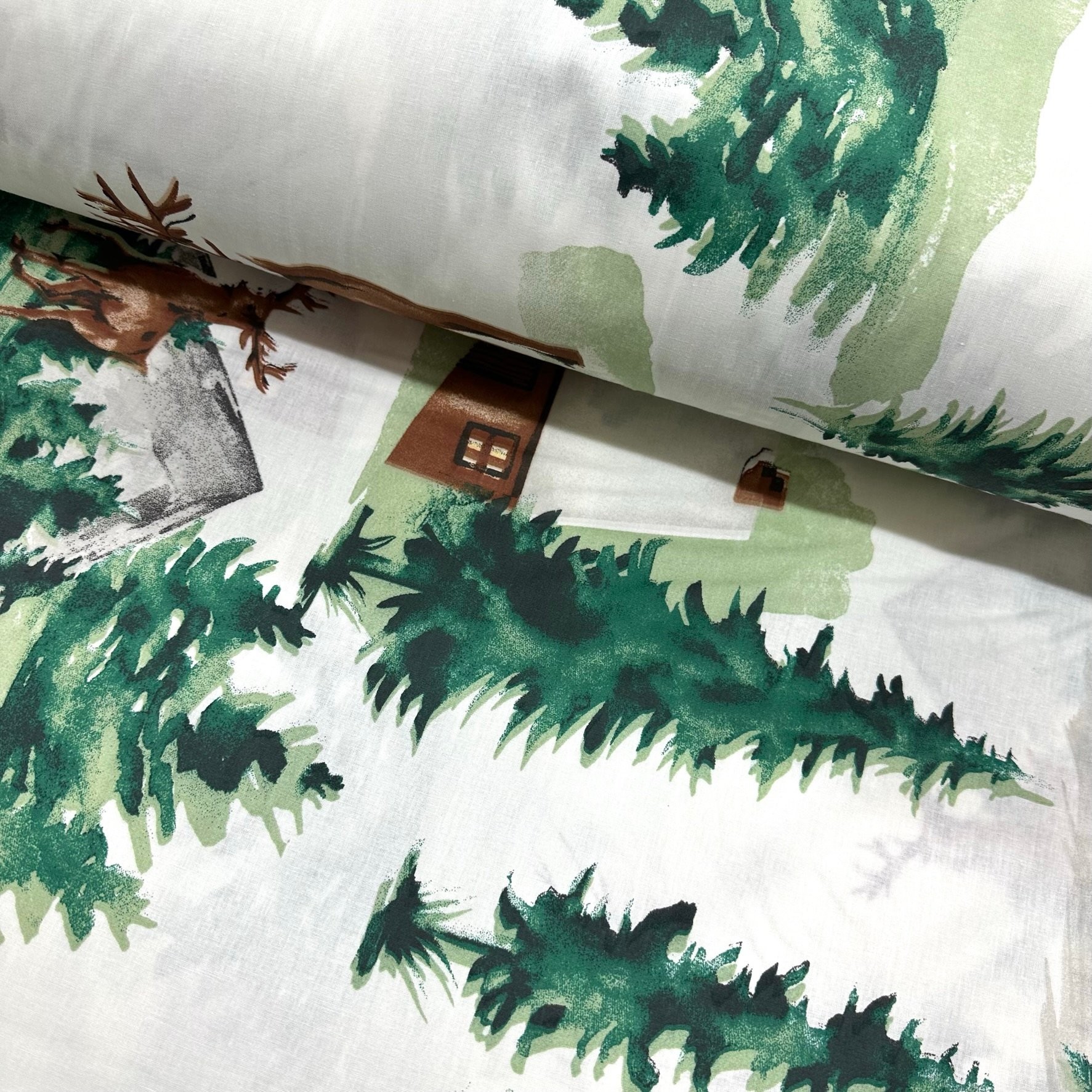 Snowy Forest Poplin Fabric