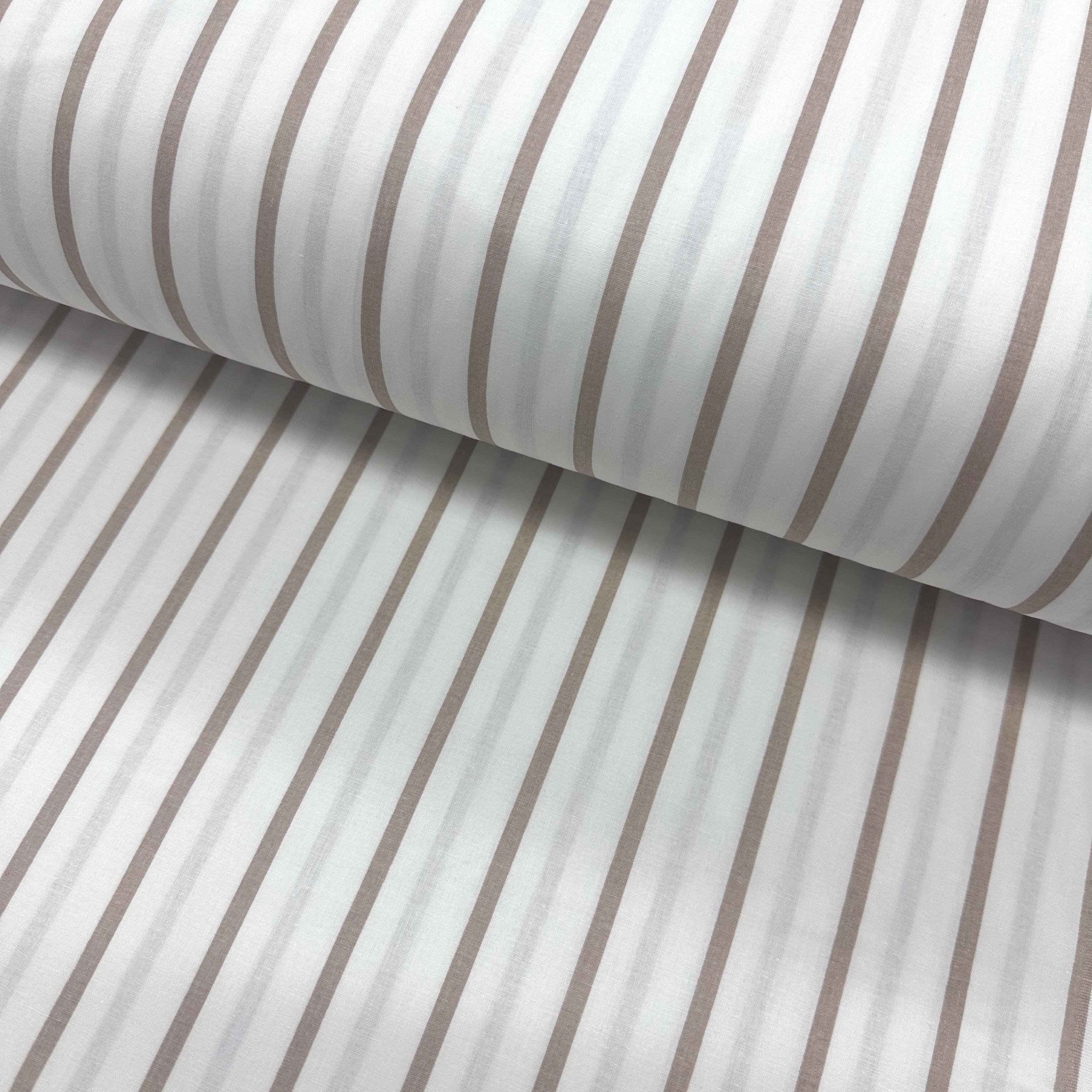 Colored Lines On White Poplin Fabric