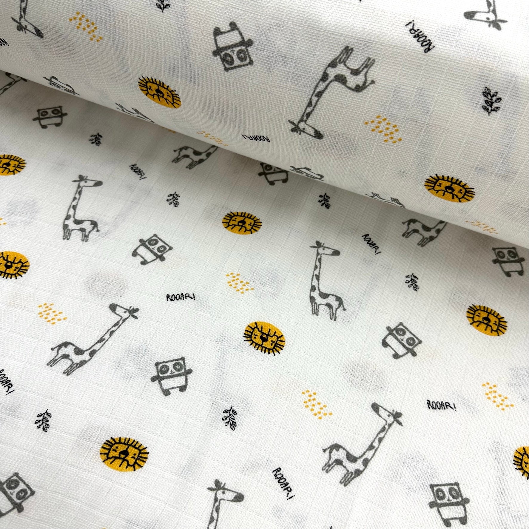 Girafal Lions Muslin Cloth Fabric