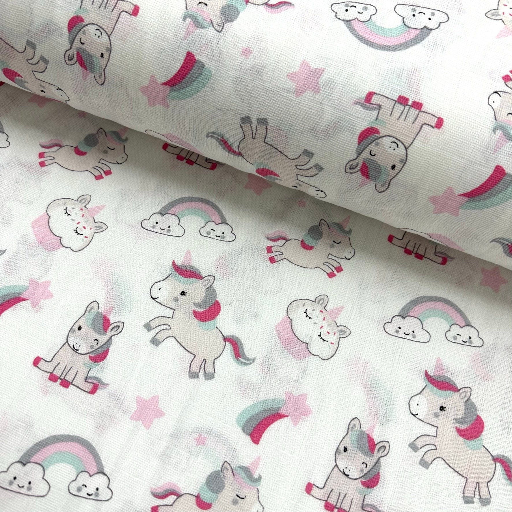 Pink Horse Muslin Cloth Fabric