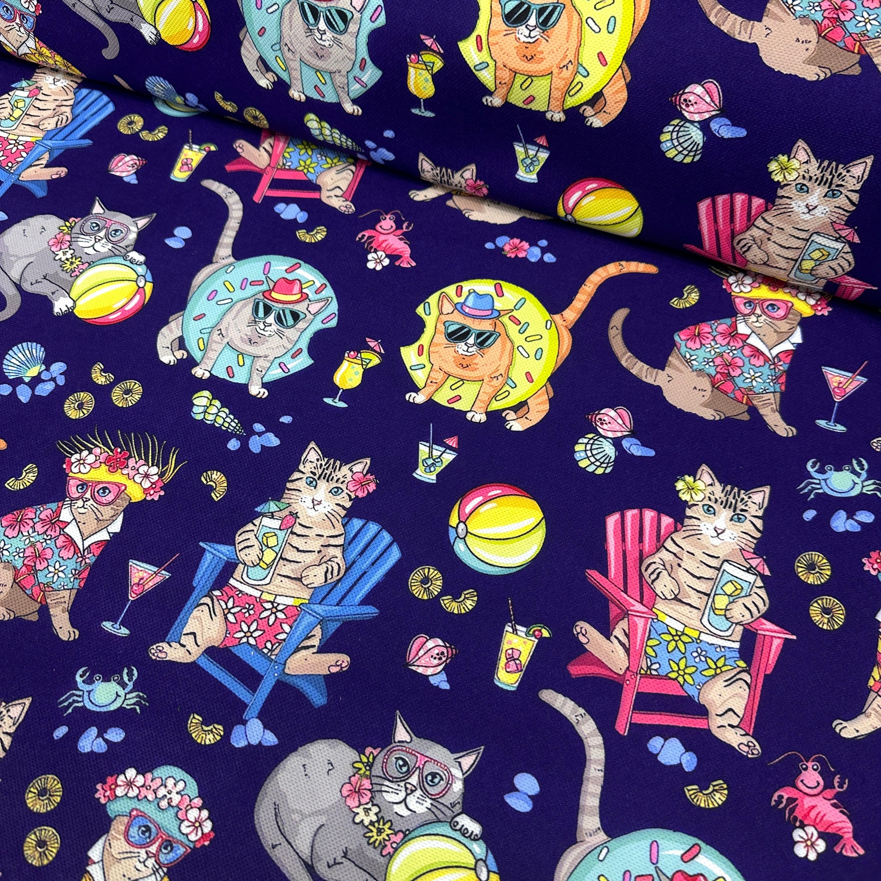 Chilling Vacation Cats Digital Printing Fabric