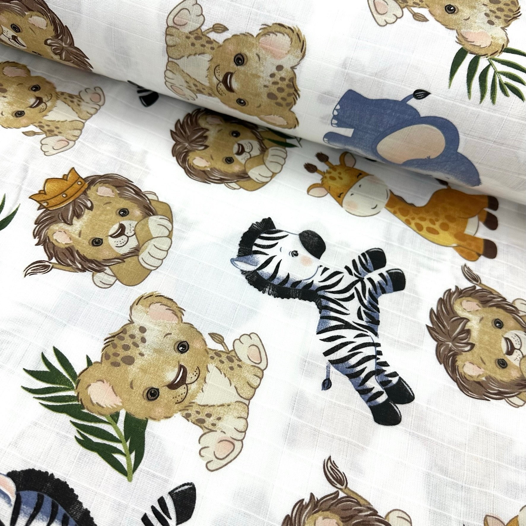 Cute Lion Animals Muslin Cloth Fabric