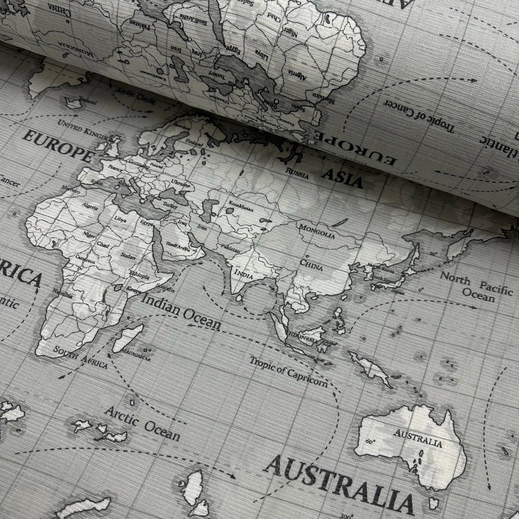 World Map Muslin Cloth Fabric