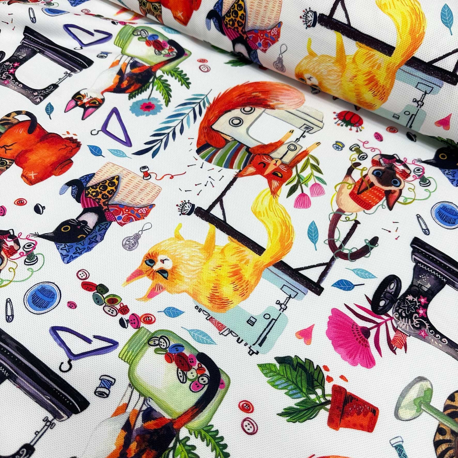 Tailor Cats Digital Printing Fabric