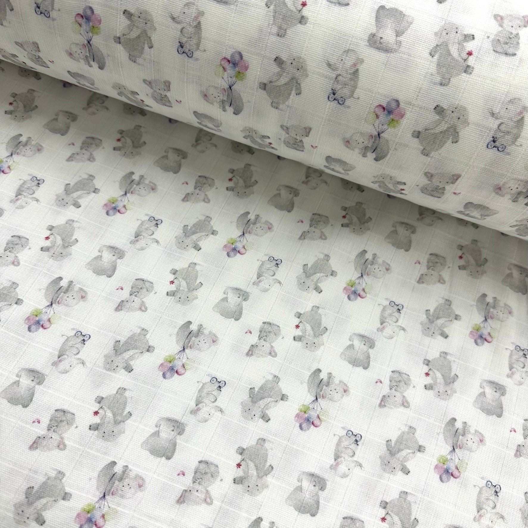 Small Elephants Muslin Cloth Fabric