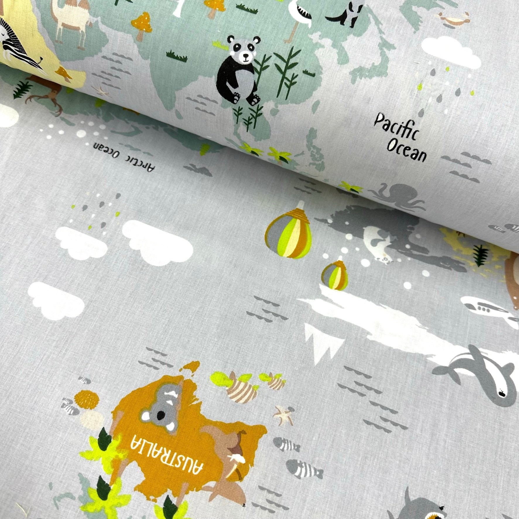 Zoo Map Poplin Fabric