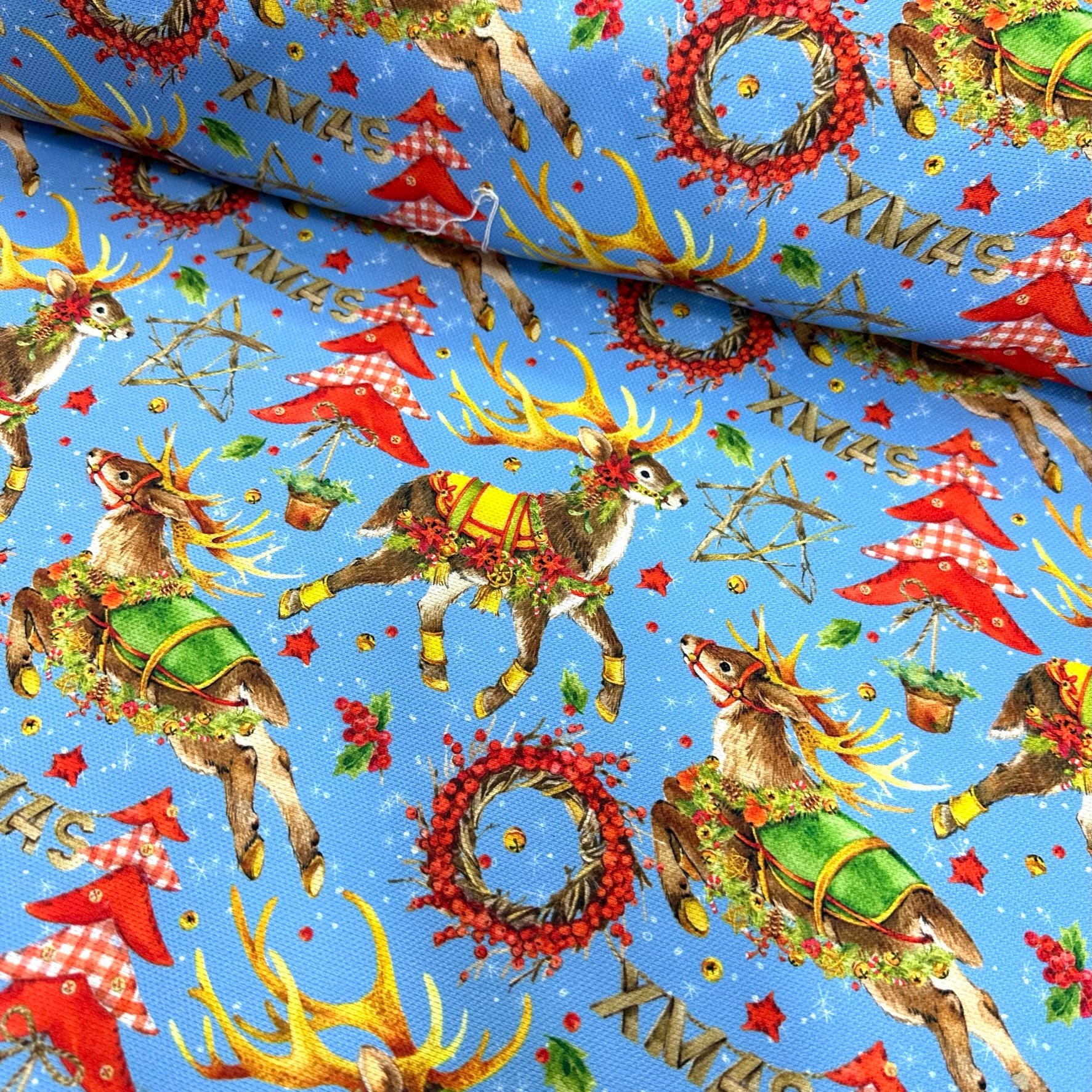 Christmas Deers Digital Printing Fabric