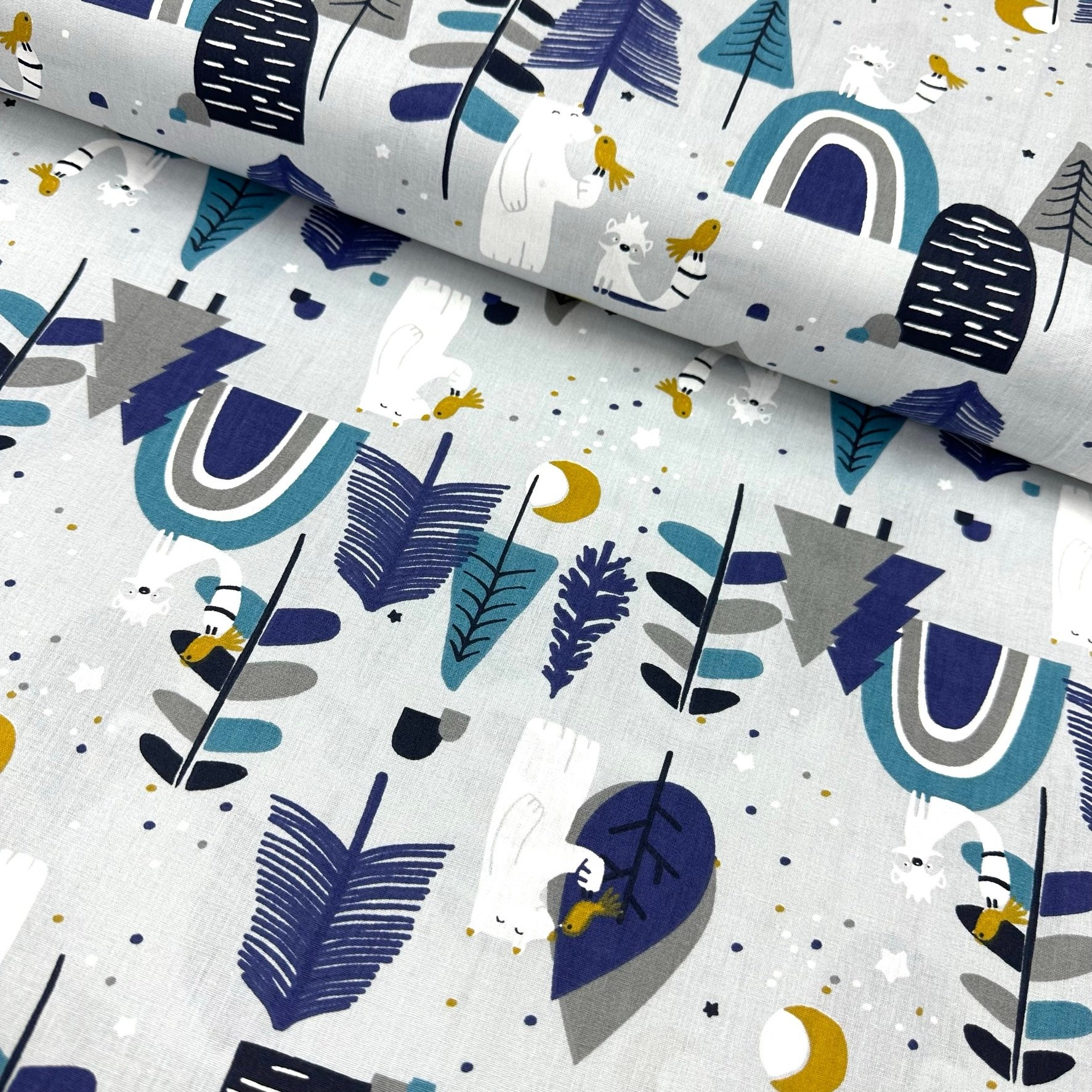 Blue Forest Poplin Fabric