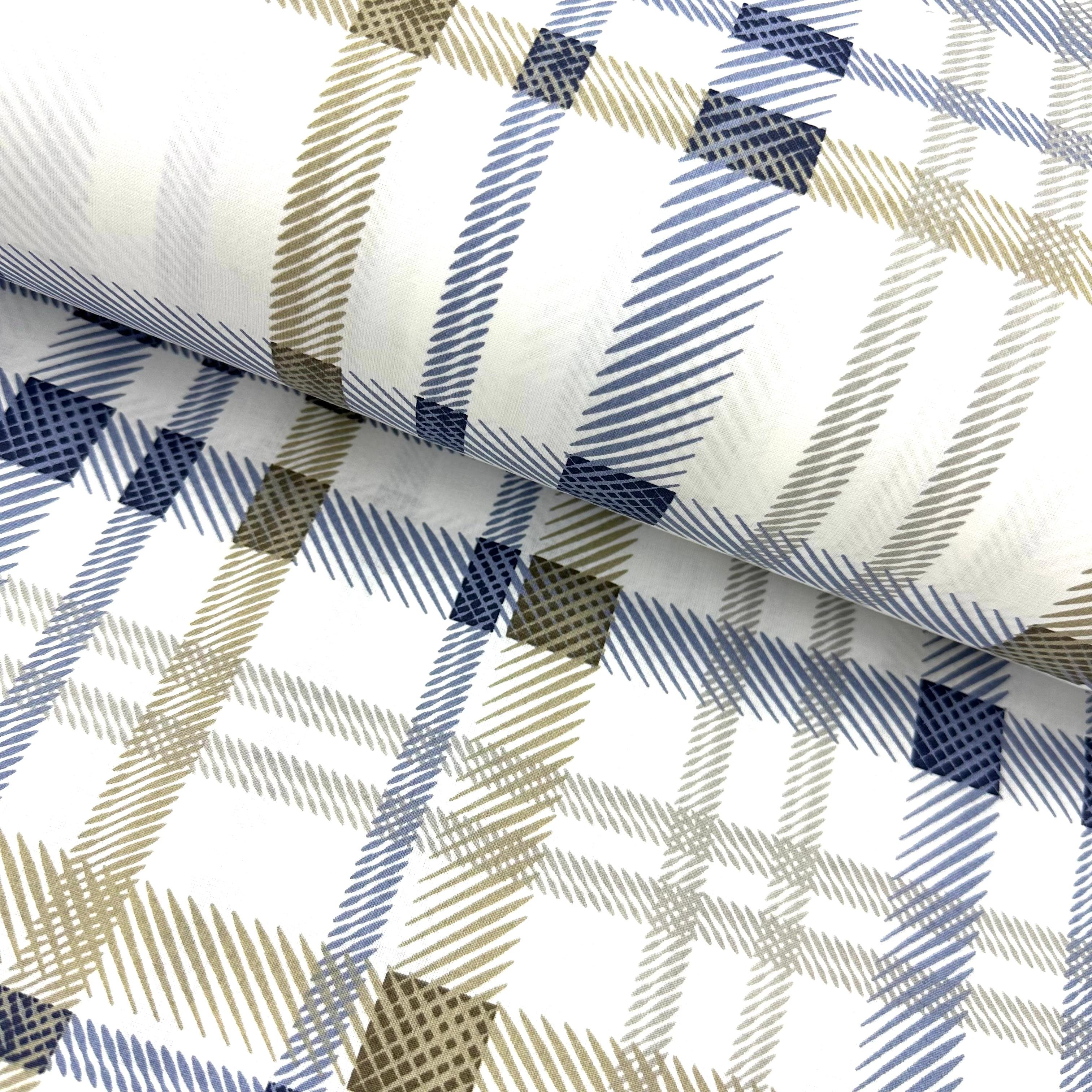 Wide Striped Squares Poplin Fabric