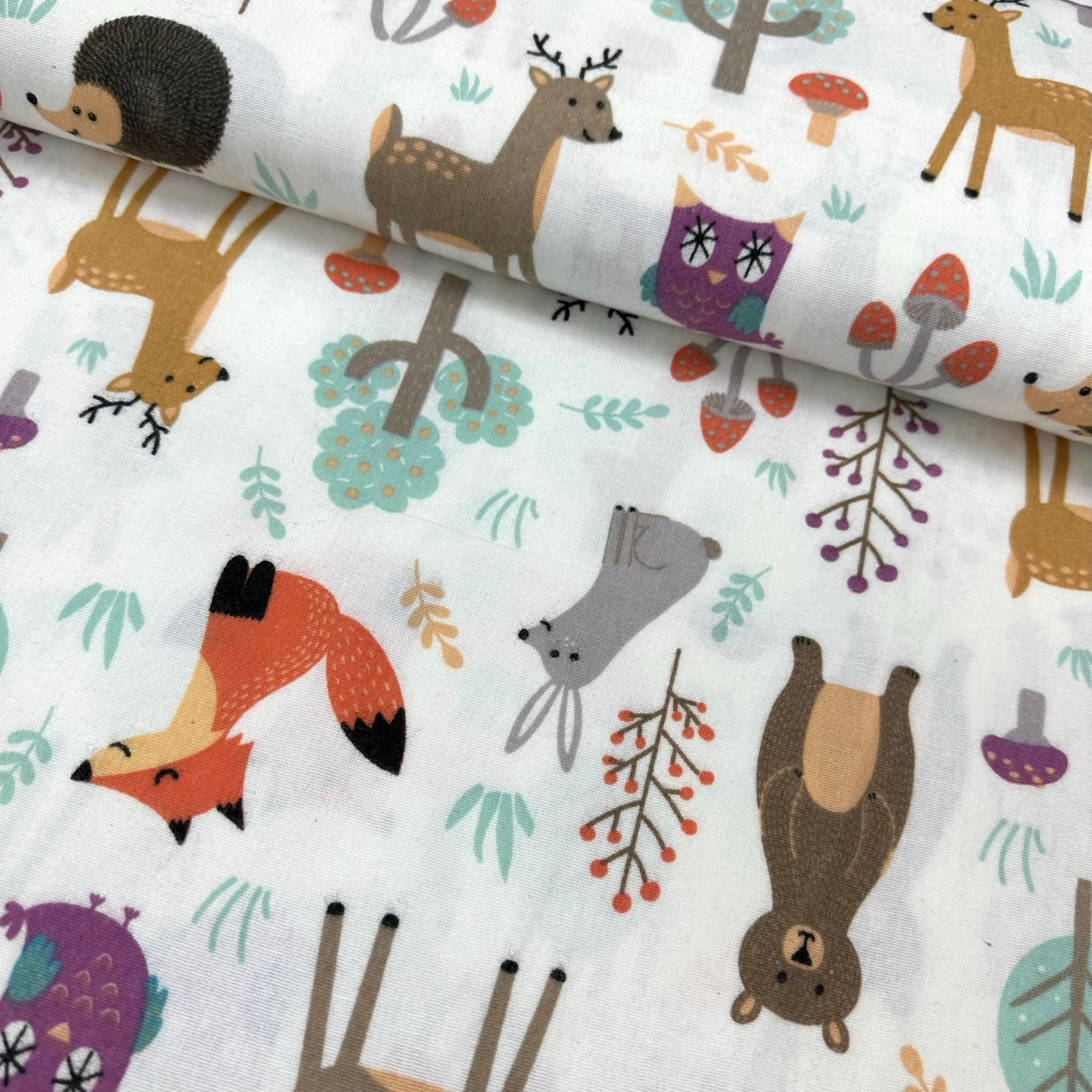 Happy Fox Flannel Fabric