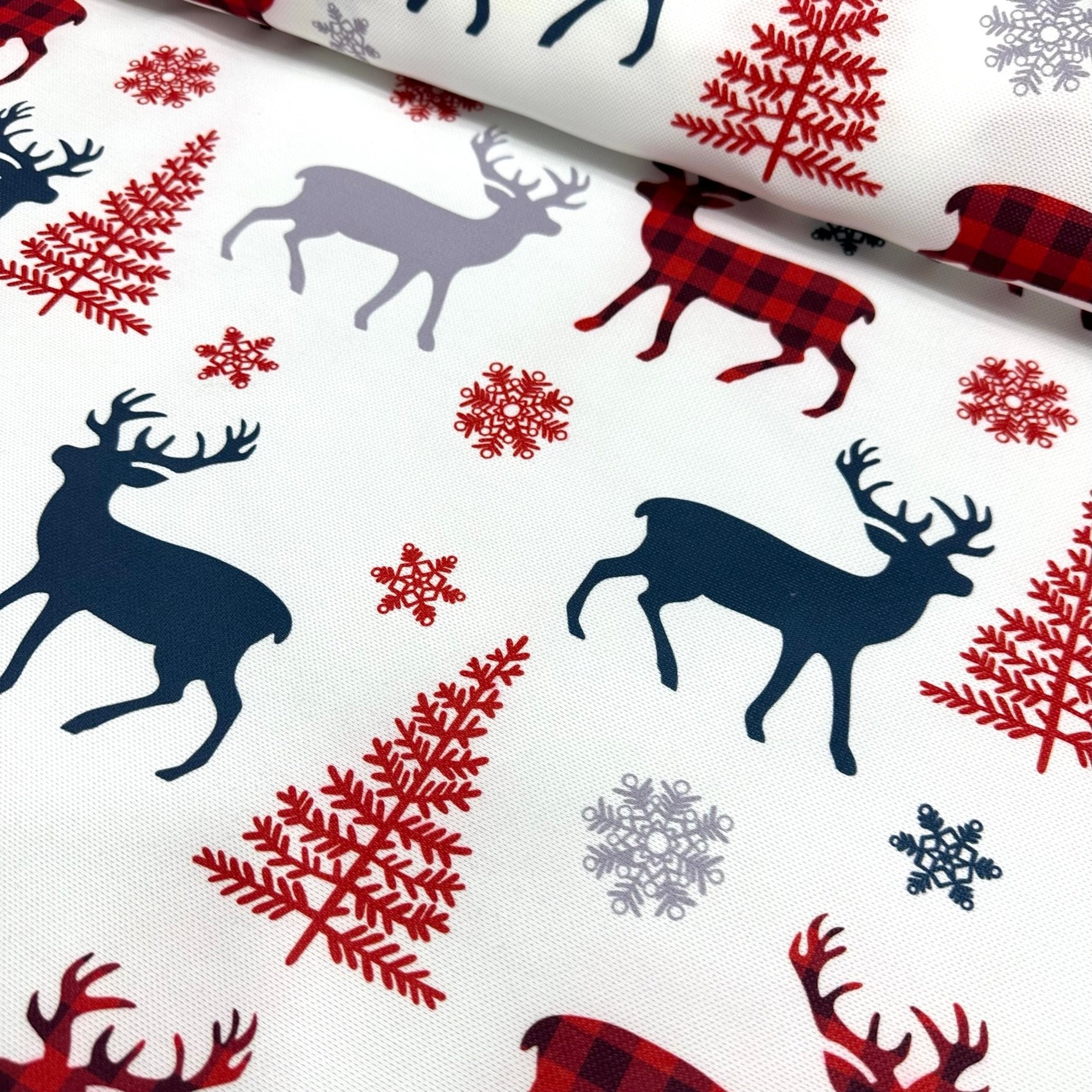 Colorful Plaid Deers Digital Printing Fabric