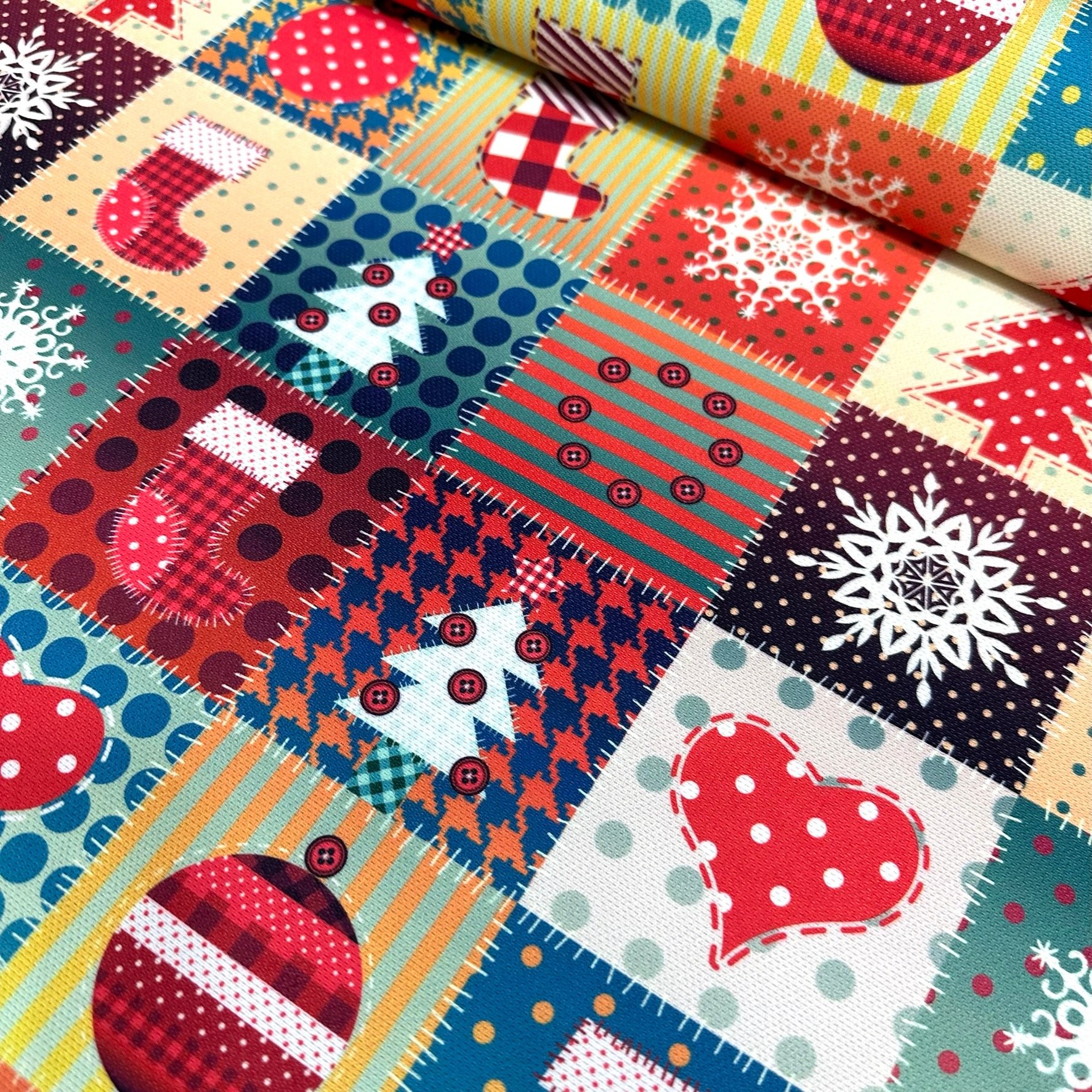 Christmas Plaid Shapes Digital Printing Fabric