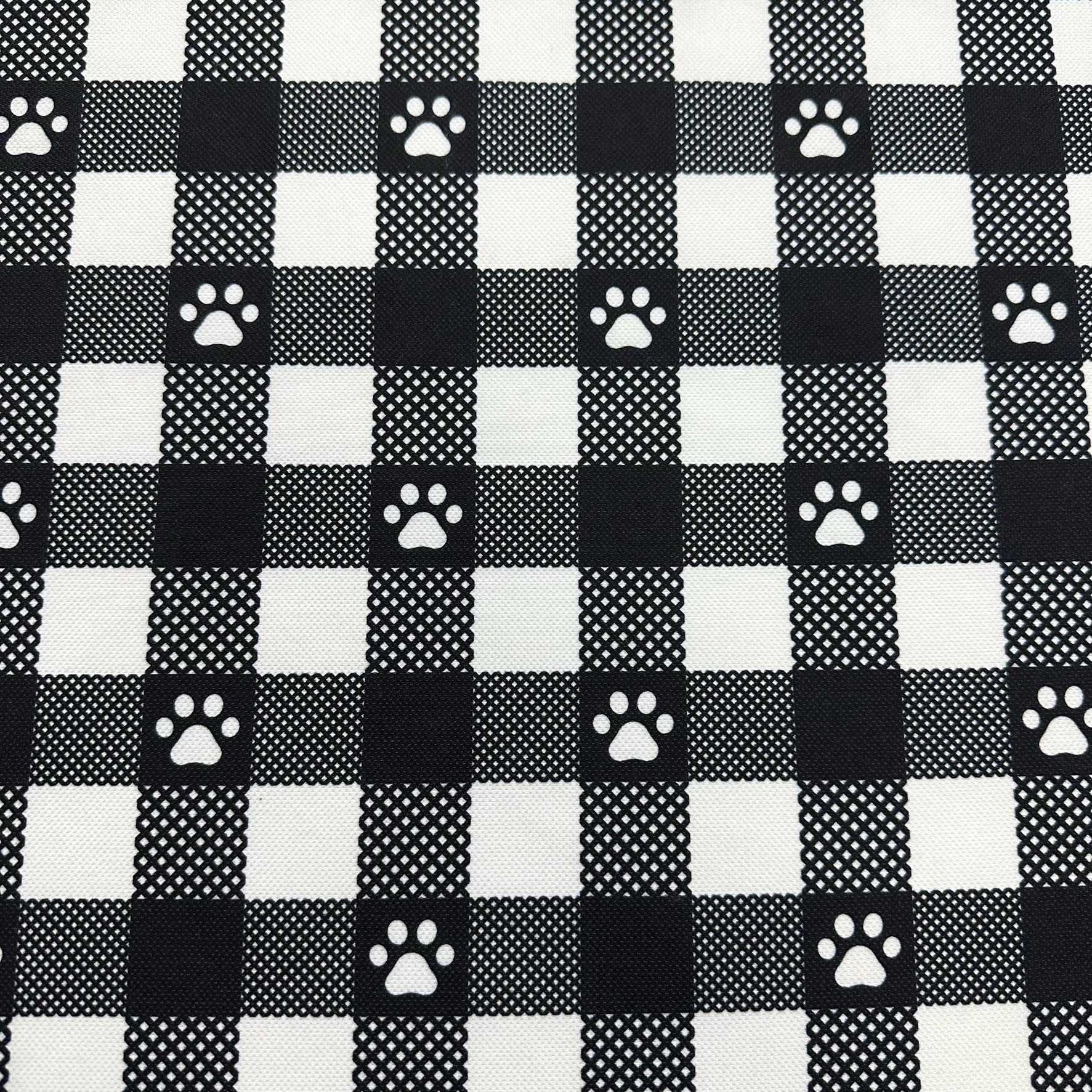 Black Square Paws Digital Printing Fabric