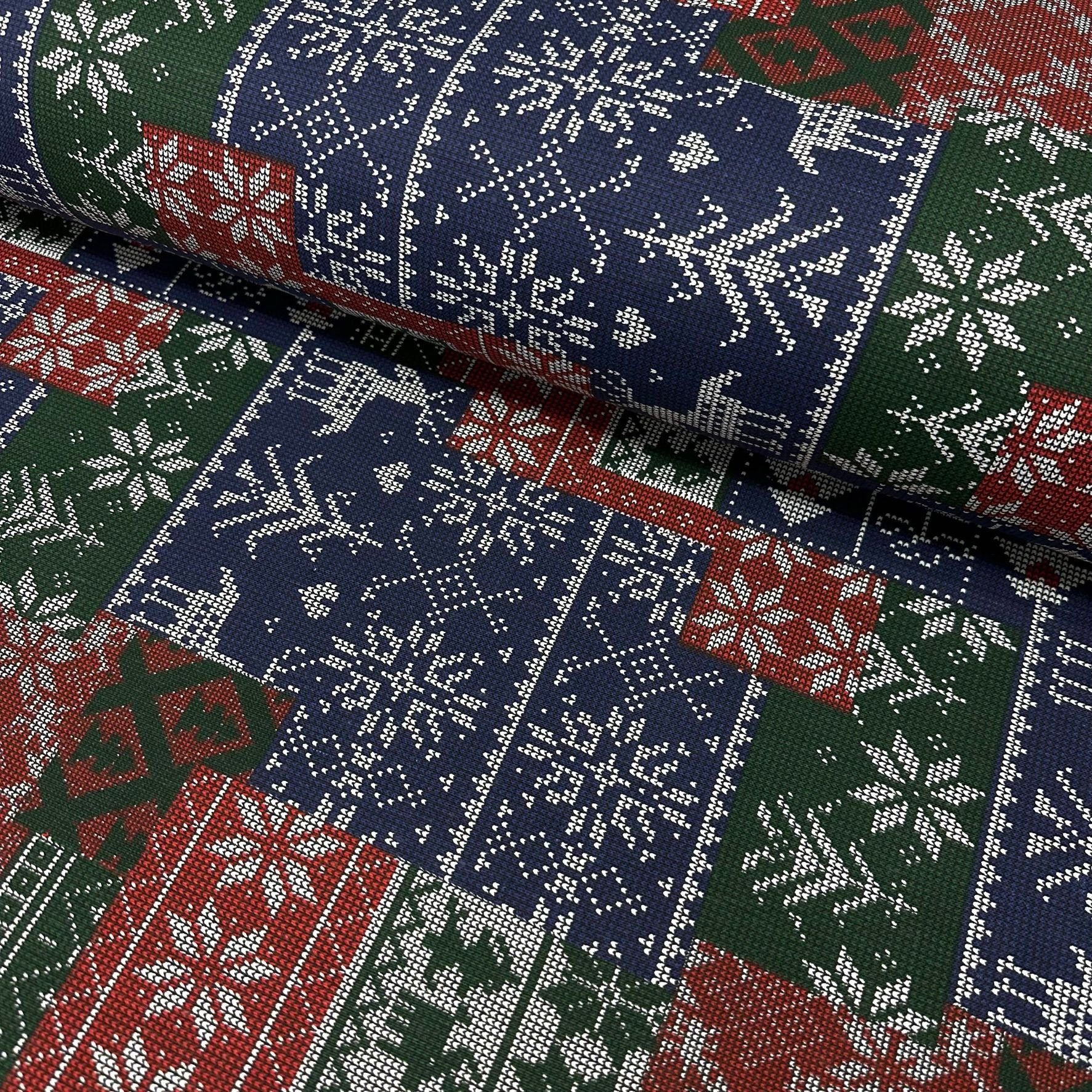 Christmas Patchwork Panama Linen Fabric