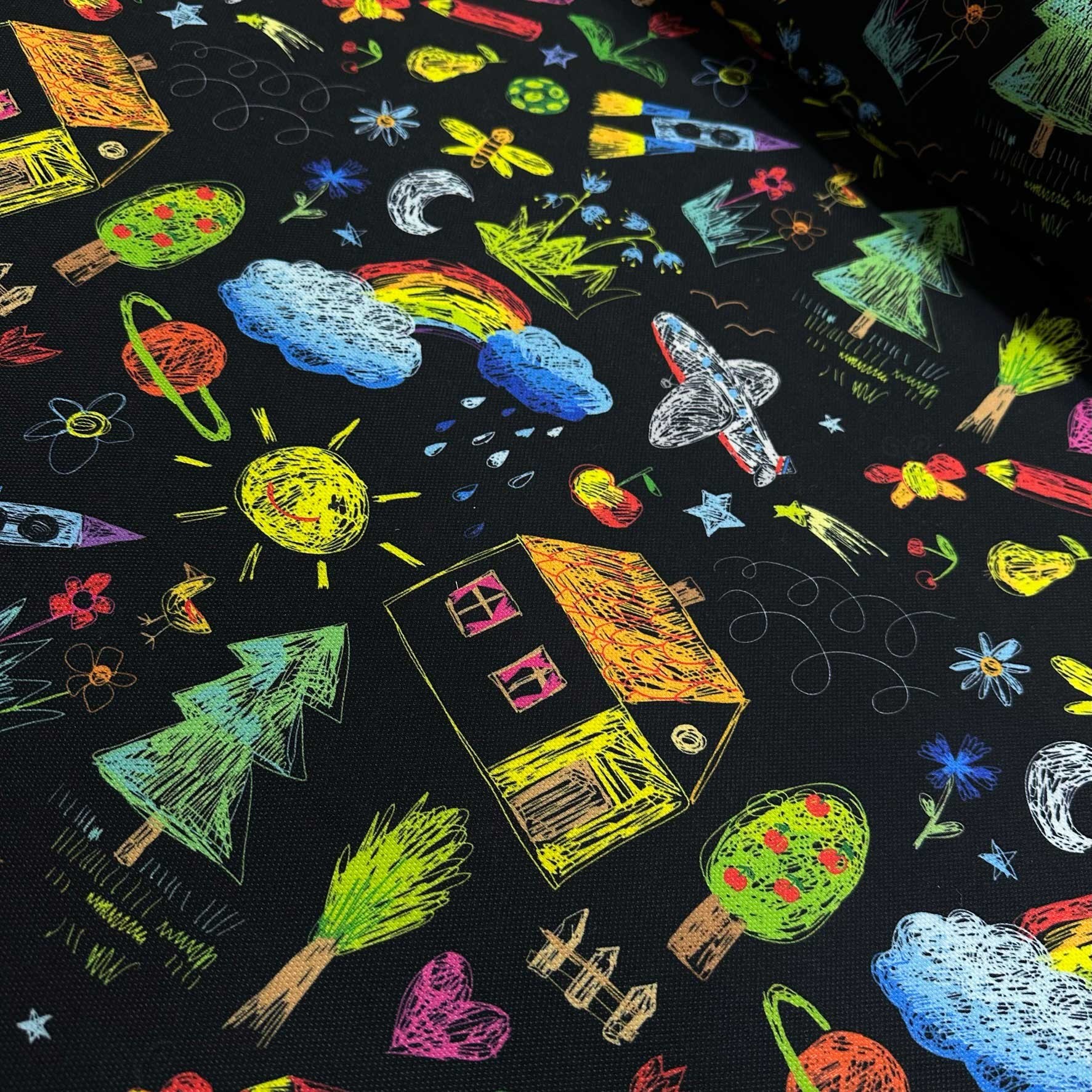 Black Picture Digital Printing Fabric