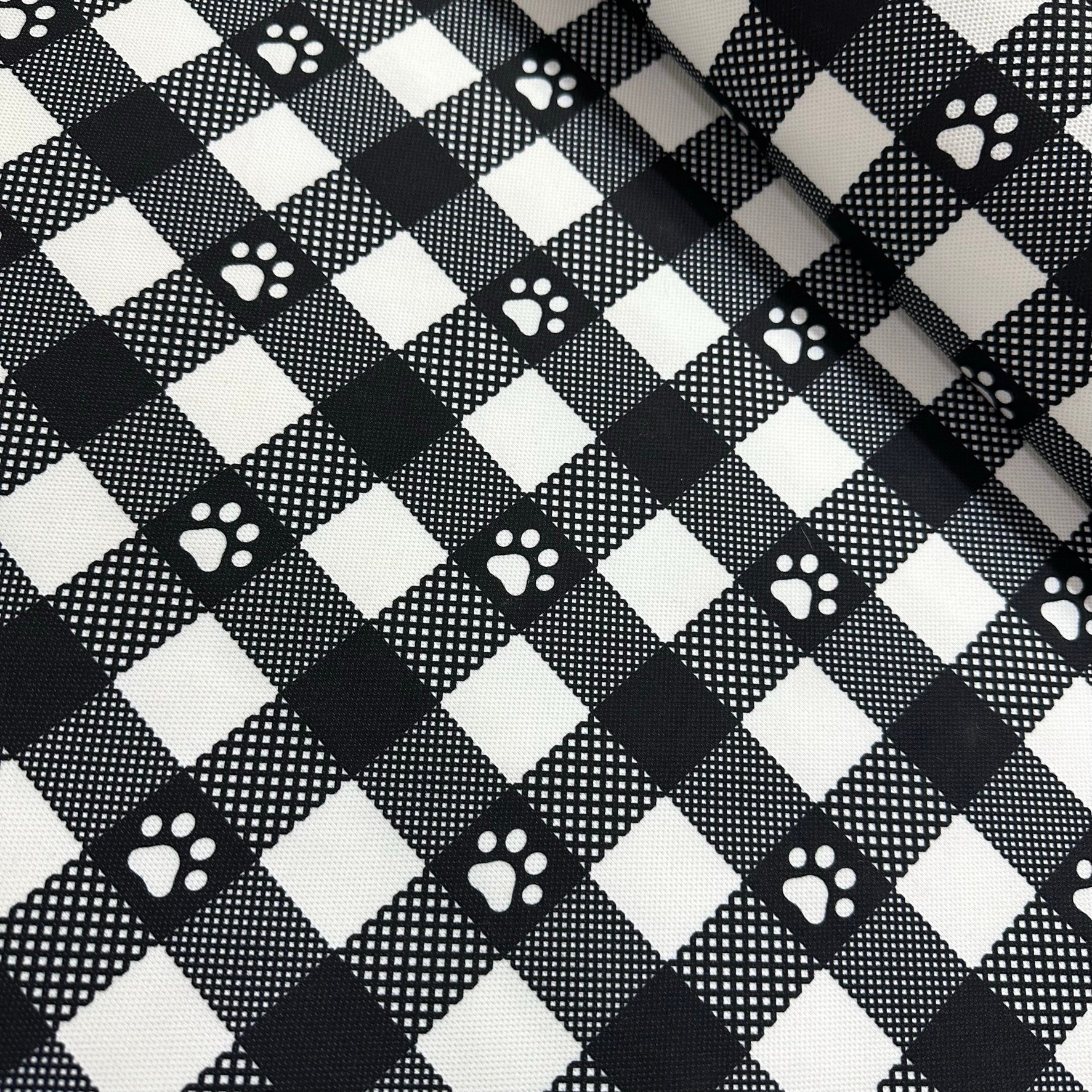 Black Square Paws Digital Printing Fabric