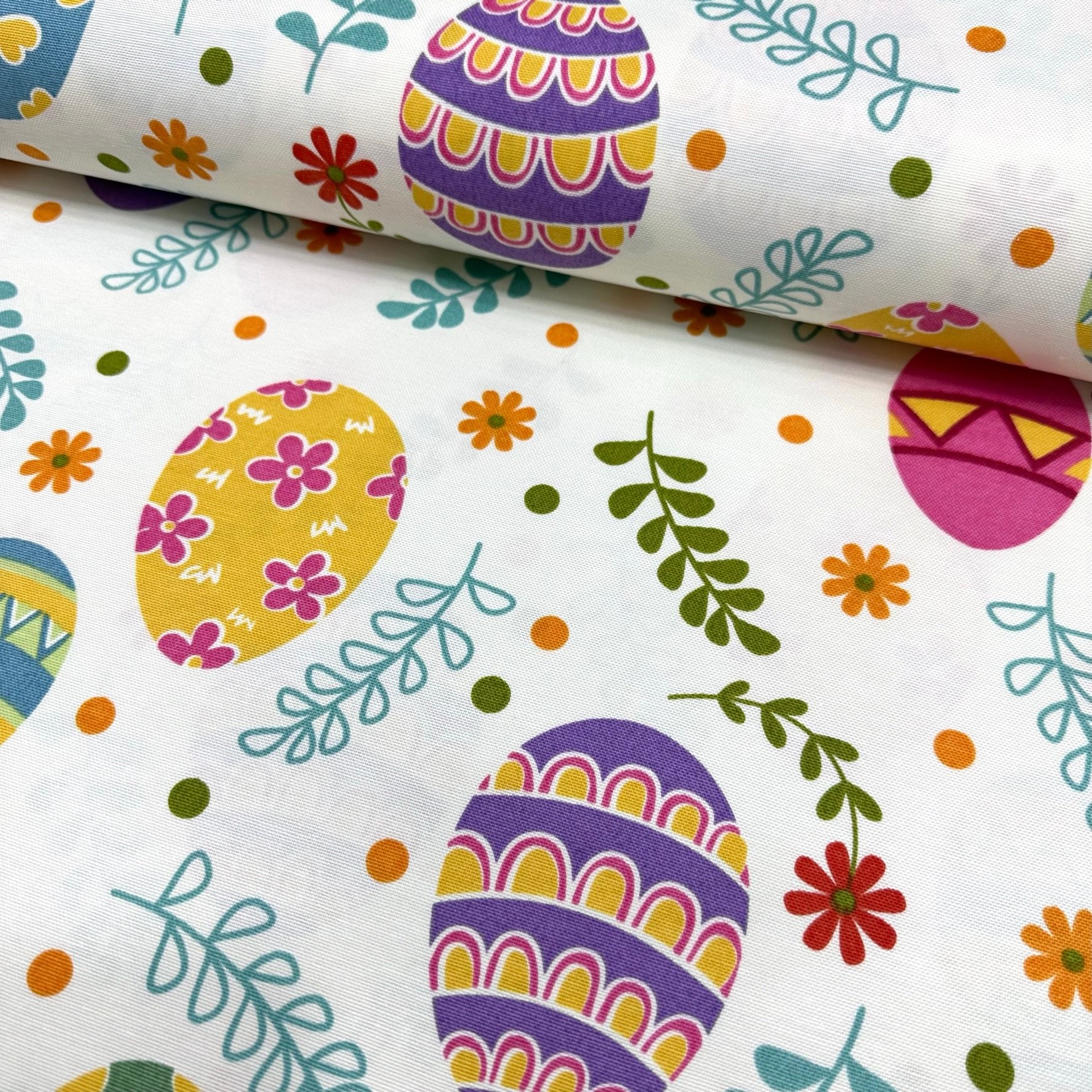 Easter Egg Duck Linen Fabric