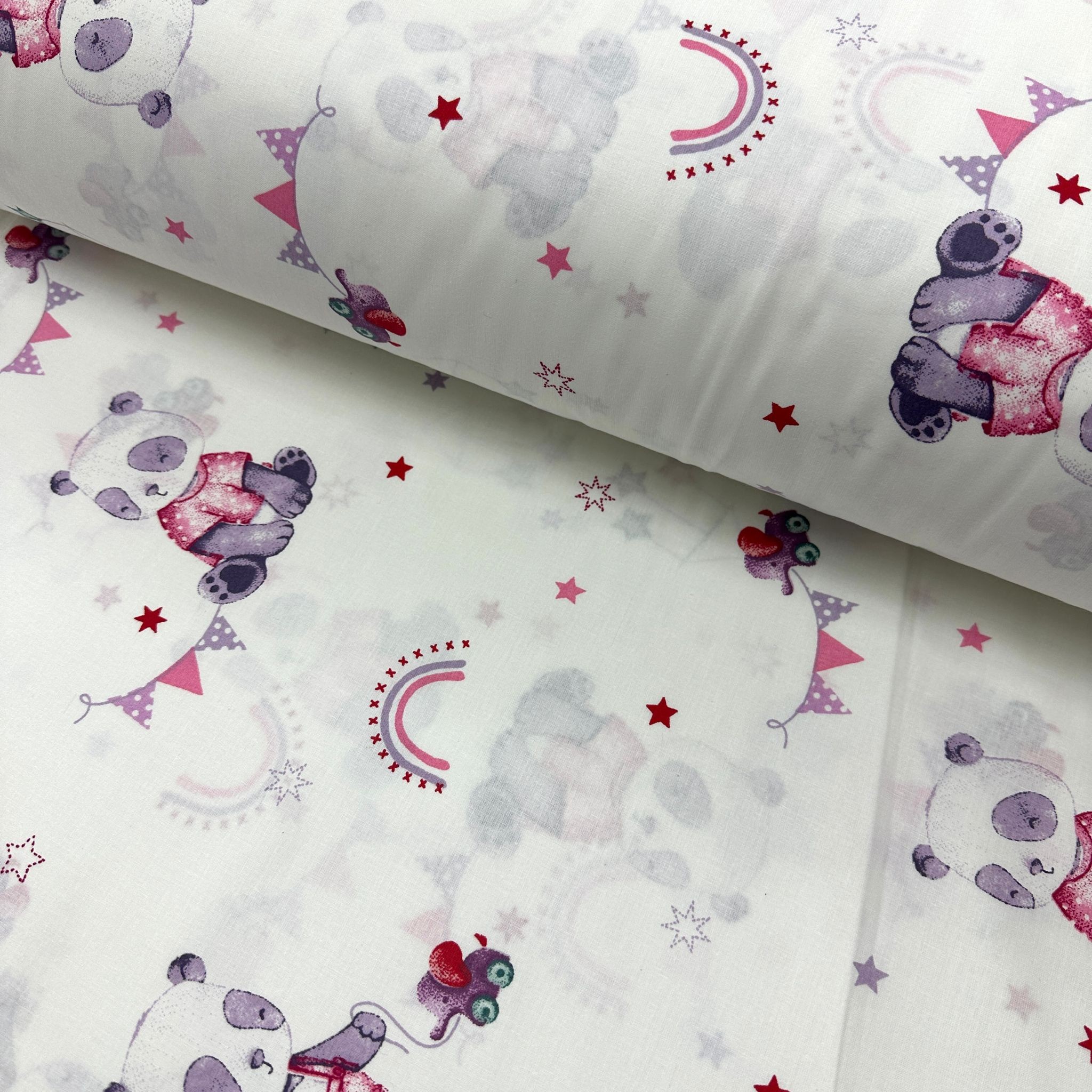 Sitting Panda Poplin Fabric