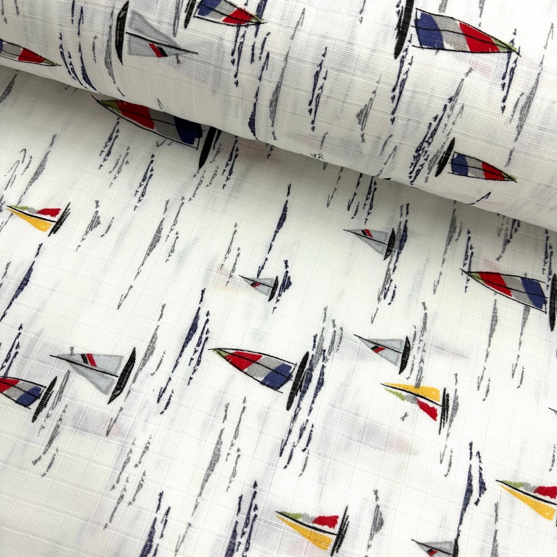 Sailboats Muslin Cloth Fabric