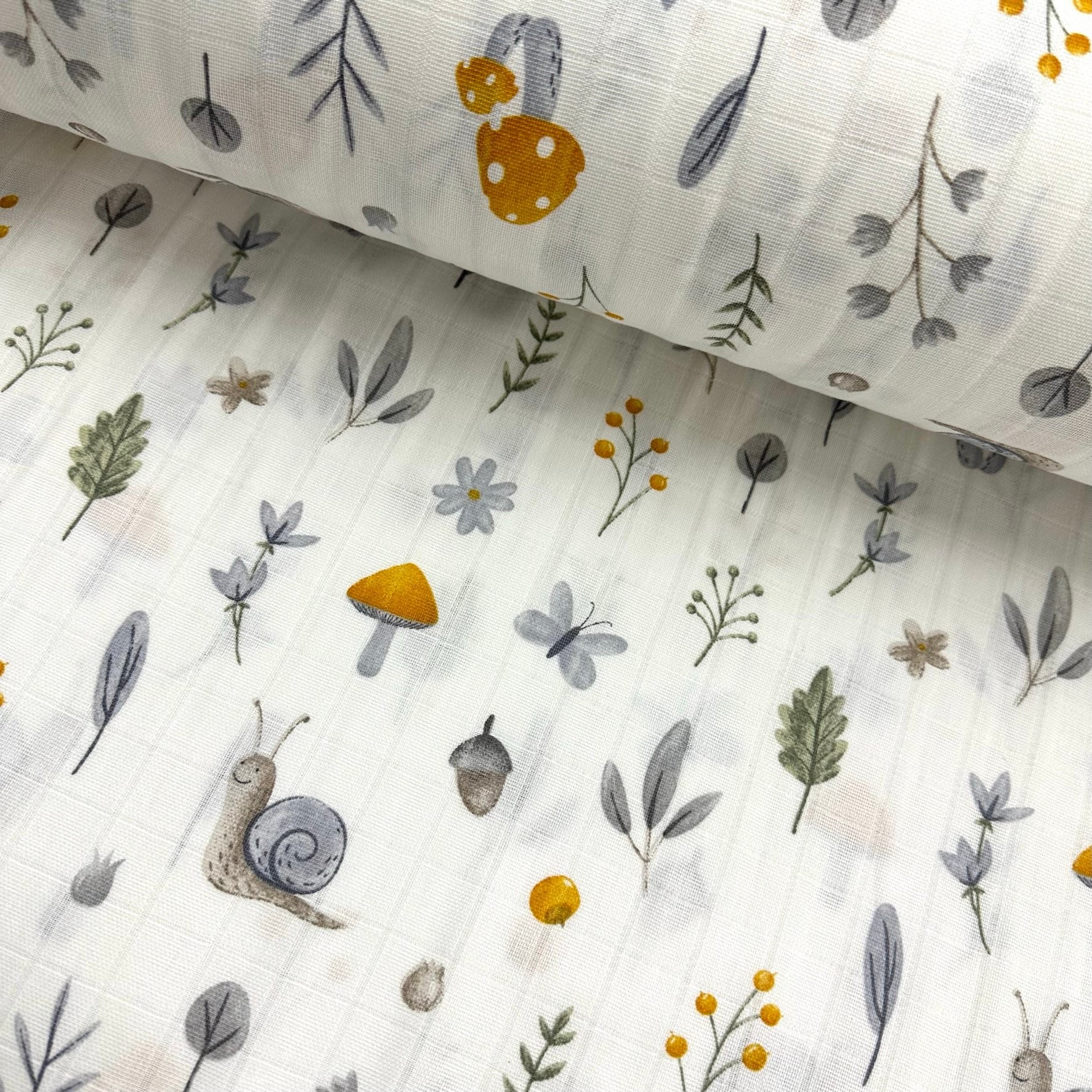 Mushroom Forest Muslin Cloth Fabric