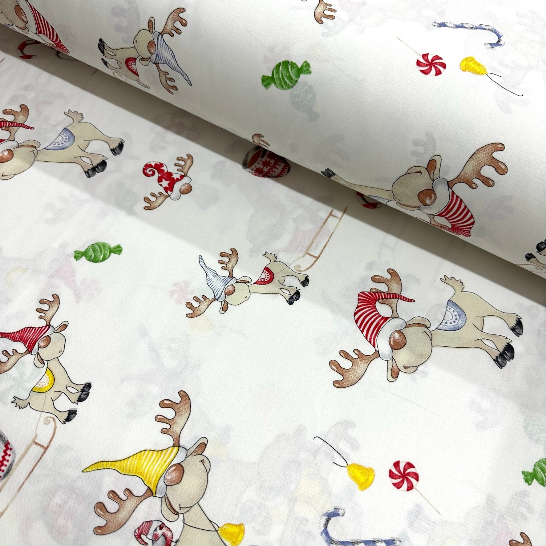 Deers in Hats Poplin Fabric