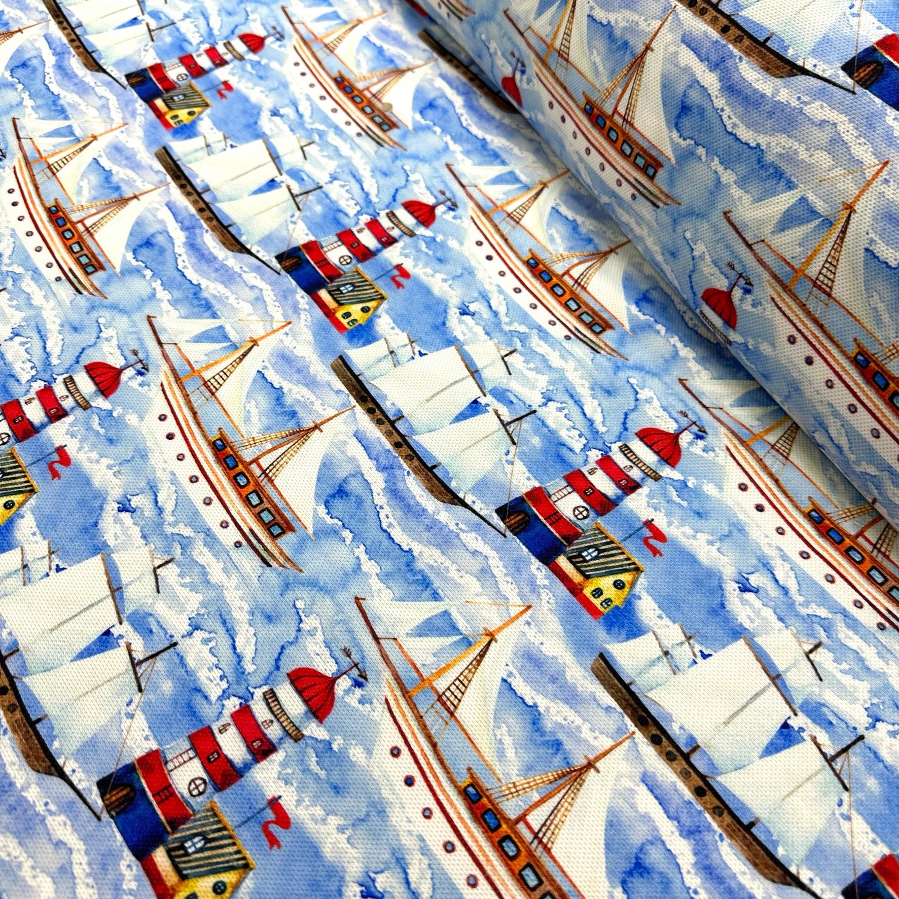 Sailing In The Wavy Sea Digital Printing Fabric