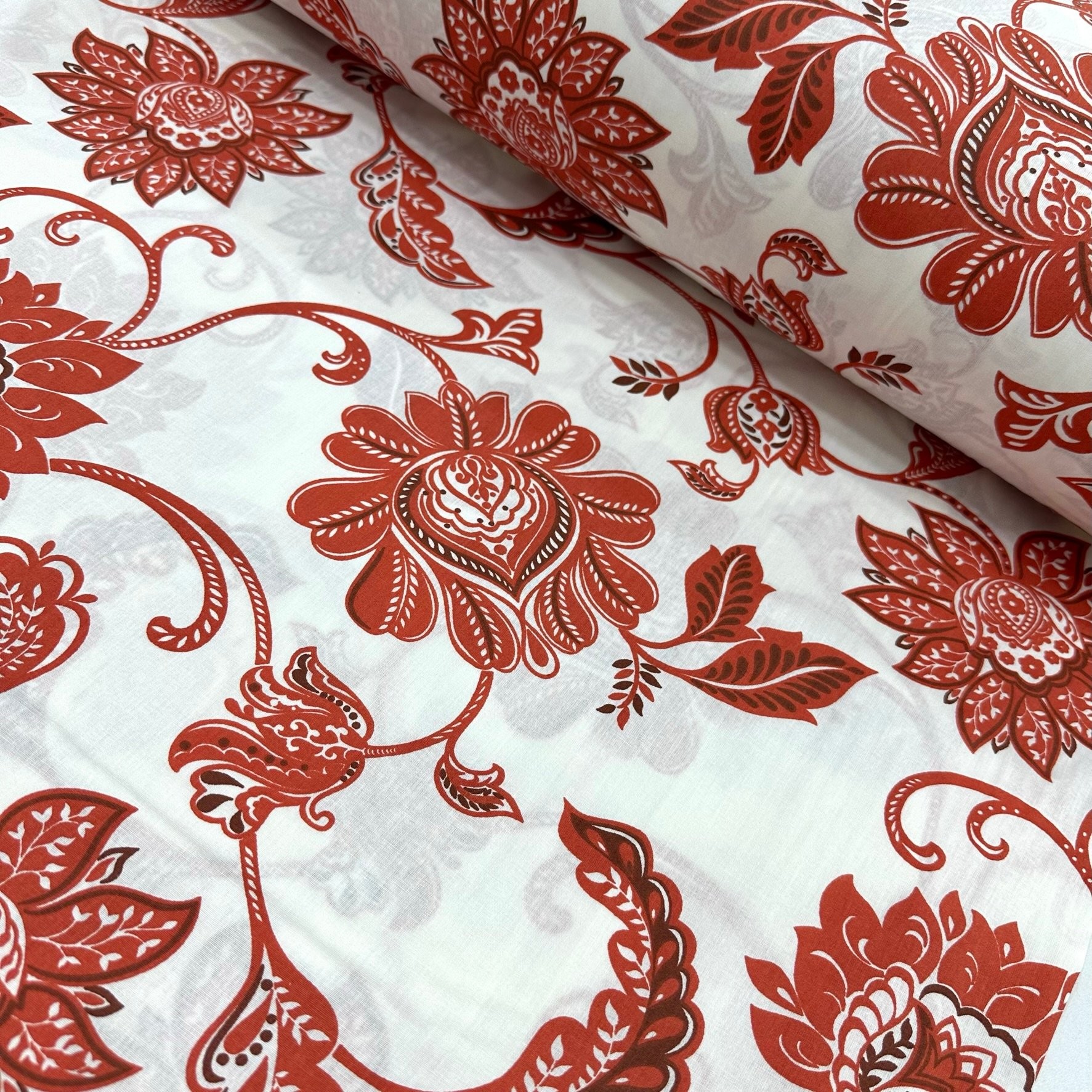 Flowers With Motifs Poplin Fabric