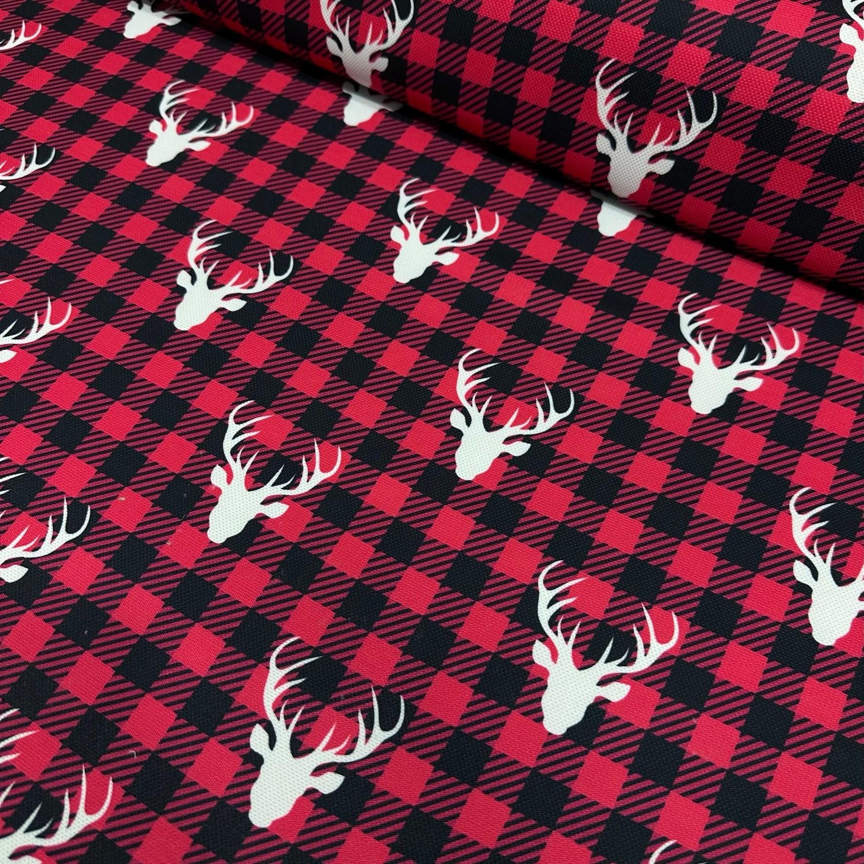 Christmas Plaid and Deers Digital Printing Fabric