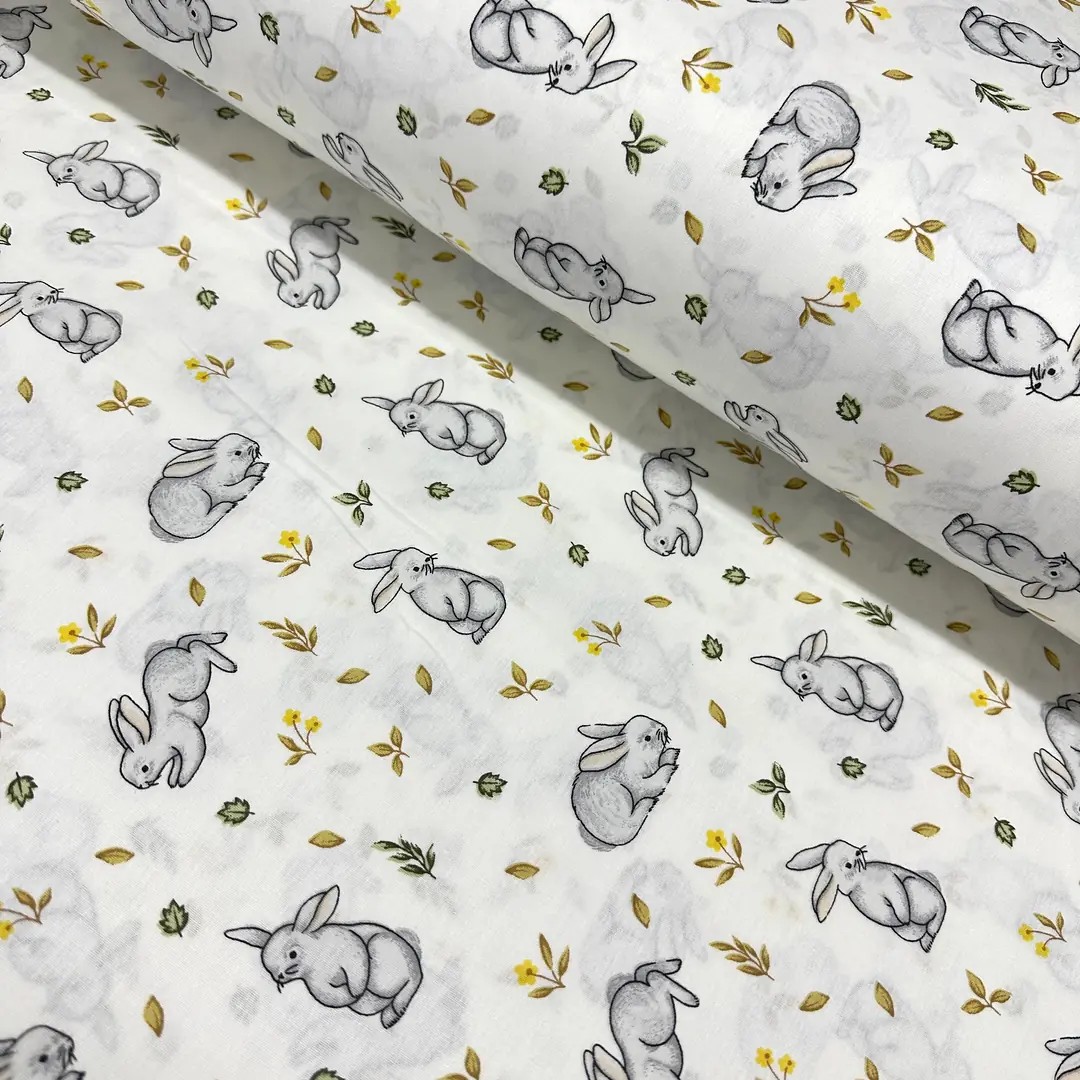 Tiny Rabbits Poplin Fabric