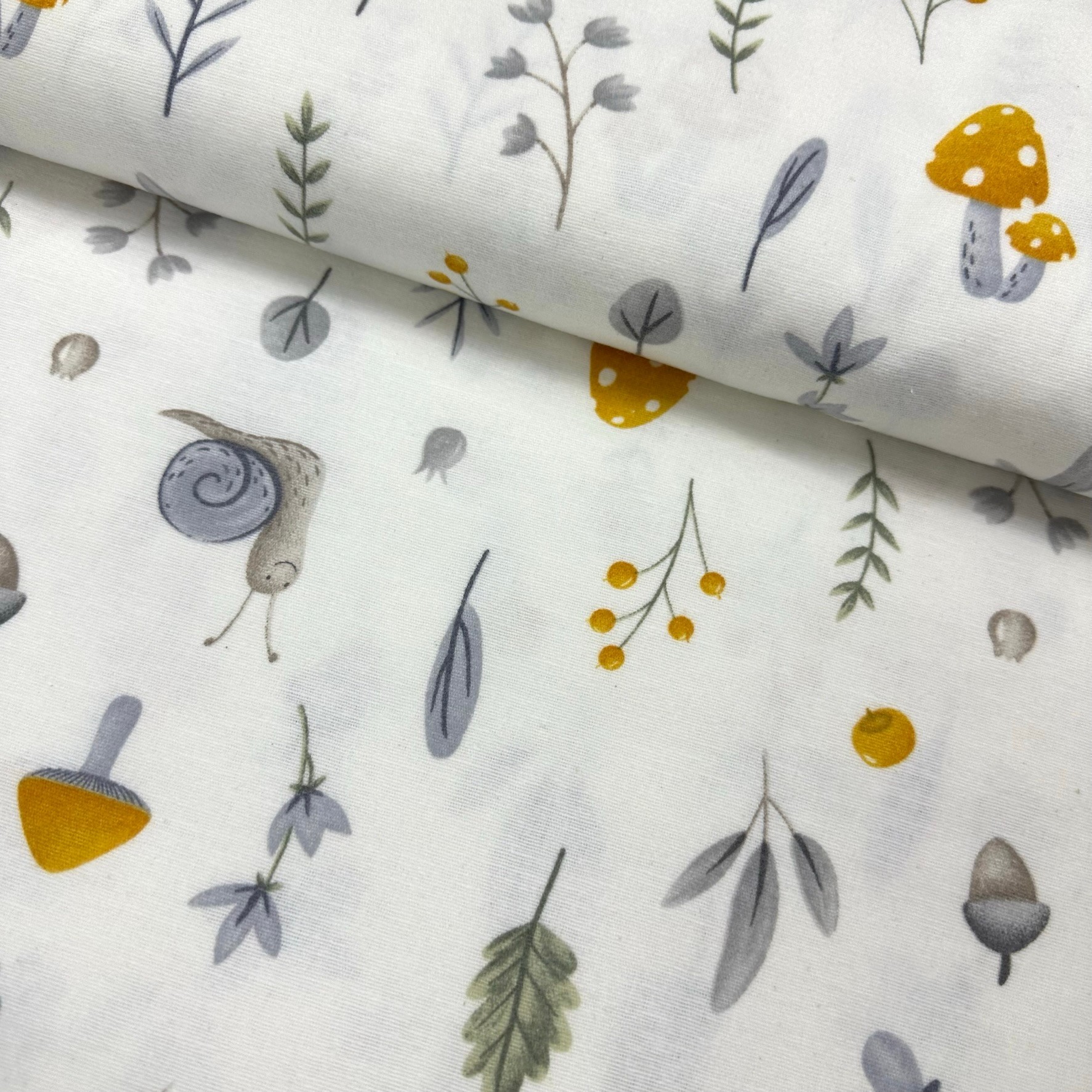 Mushroom in the Forest Flannel Fabric